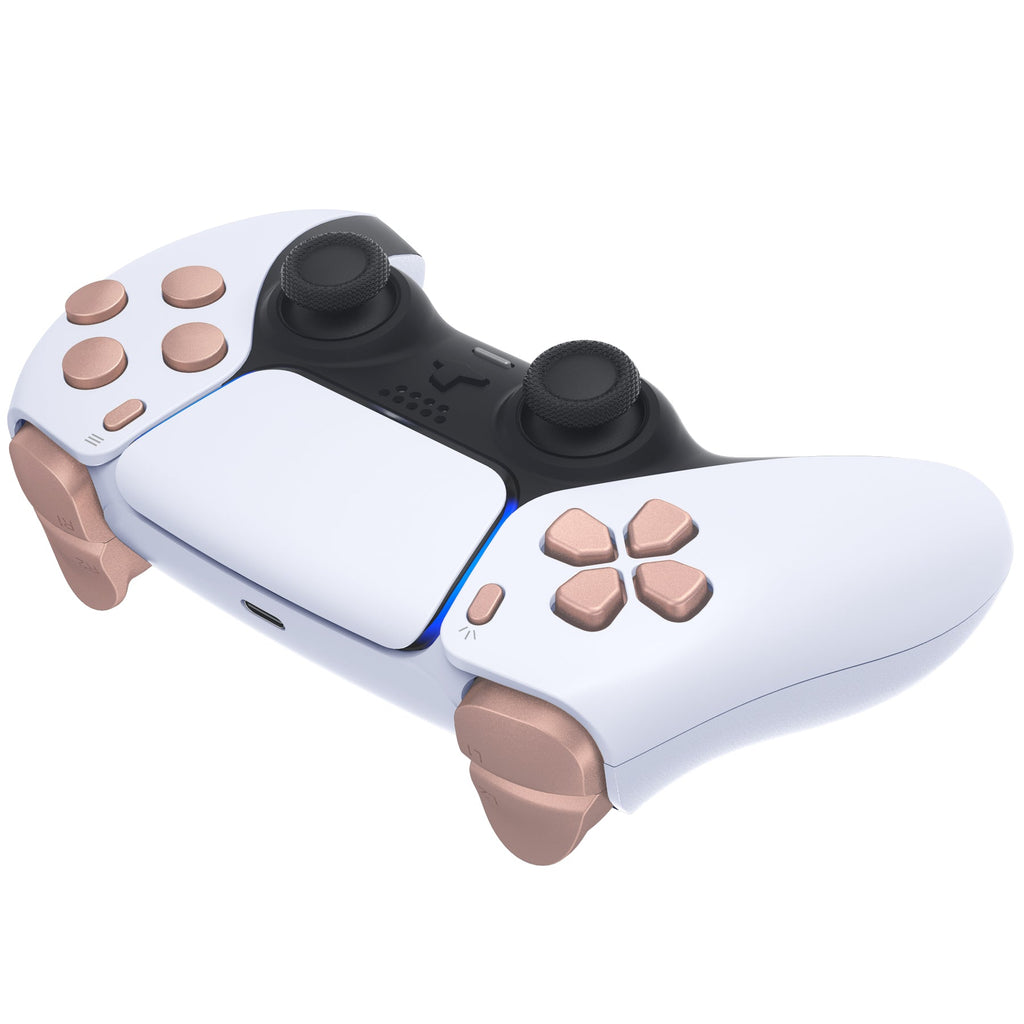 eXtremeRate Replacement Full Set Buttons Compatible with PS5 Controller BDM-030/040/050/060 - Metallic Rose Gold eXtremeRate