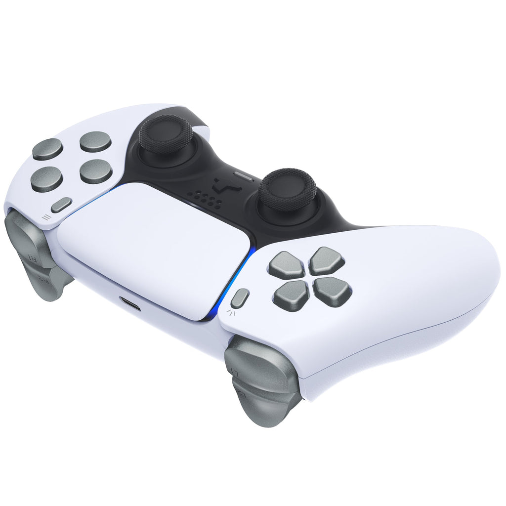 eXtremeRate Replacement Full Set Buttons Compatible with PS5 Controller BDM-030/040/050/060 - Metallic Steel Gray eXtremeRate