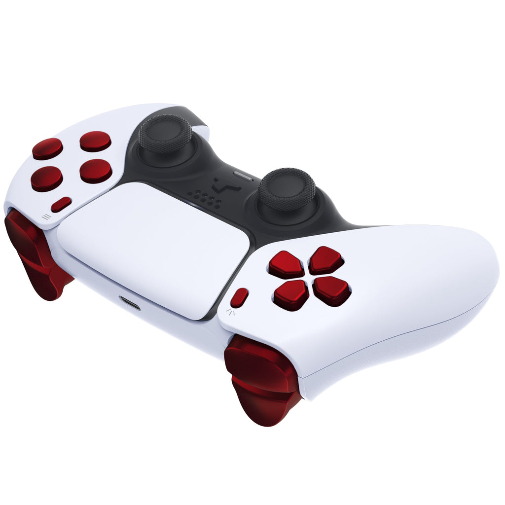 eXtremeRate Replacement Full Set Buttons Compatible with PS5 Controller BDM-030/040/050/060 - Scarlet Red eXtremeRate