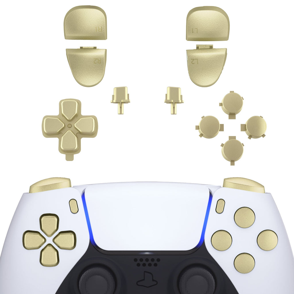 eXtremeRate Replacement Full Set Buttons Compatible with PS5 Controller BDM-030/040/050/060 - Metallic Champagne Gold eXtremeRate