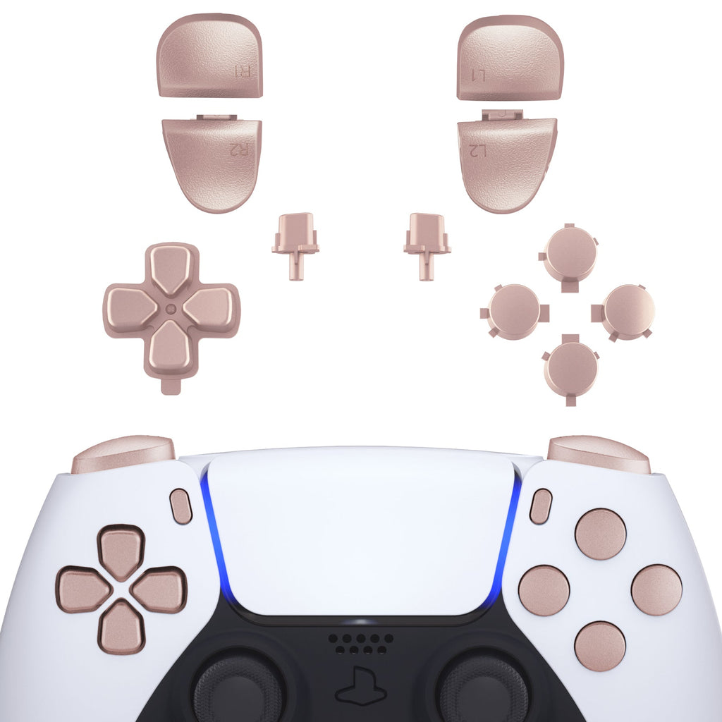 eXtremeRate Replacement Full Set Buttons Compatible with PS5 Controller BDM-030/040/050/060 - Metallic Rose Gold eXtremeRate