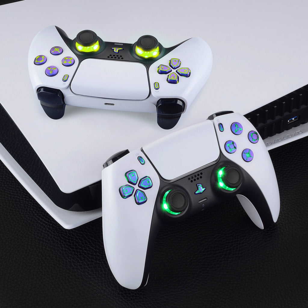 eXtremeRate Multi-Colors Luminated Buttons DTF V3 LED Kit for PS5 Controller BDM-030/040/050 - Chameleon Purple Blue eXtremeRate