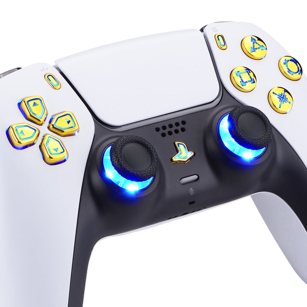 eXtremeRate Multi-Colors Luminated Buttons DTF V3 LED Kit for PS5 Controller BDM-030/040/050 - Chrome Gold eXtremeRate