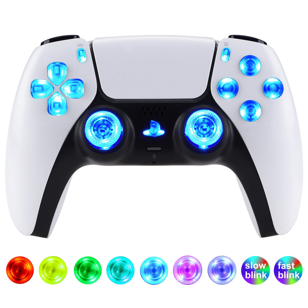 eXtremeRate Multi-Colors Luminated Buttons DTF V3 LED Kit for PS5 Controller BDM-030/040/050 - Clear eXtremeRate