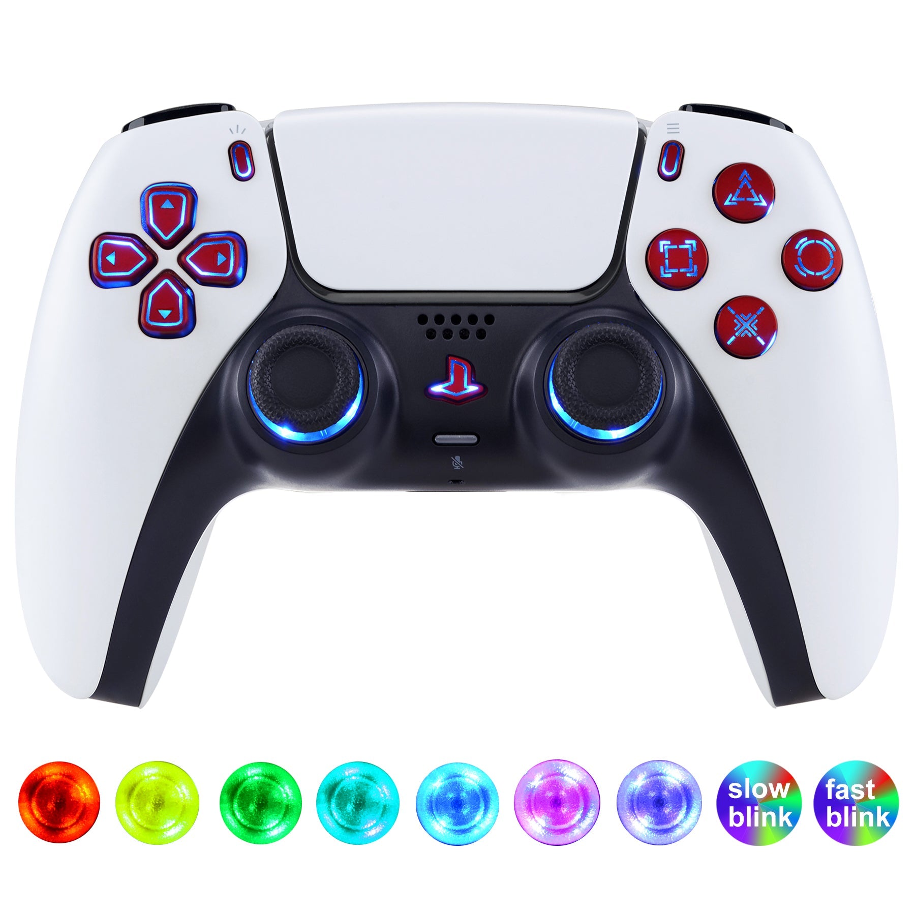 eXtremeRate Multi-Colors Luminated Buttons DTF V3 LED Kit for PS5 Controller BDM-030/040/050 - Scarlet Red eXtremeRate