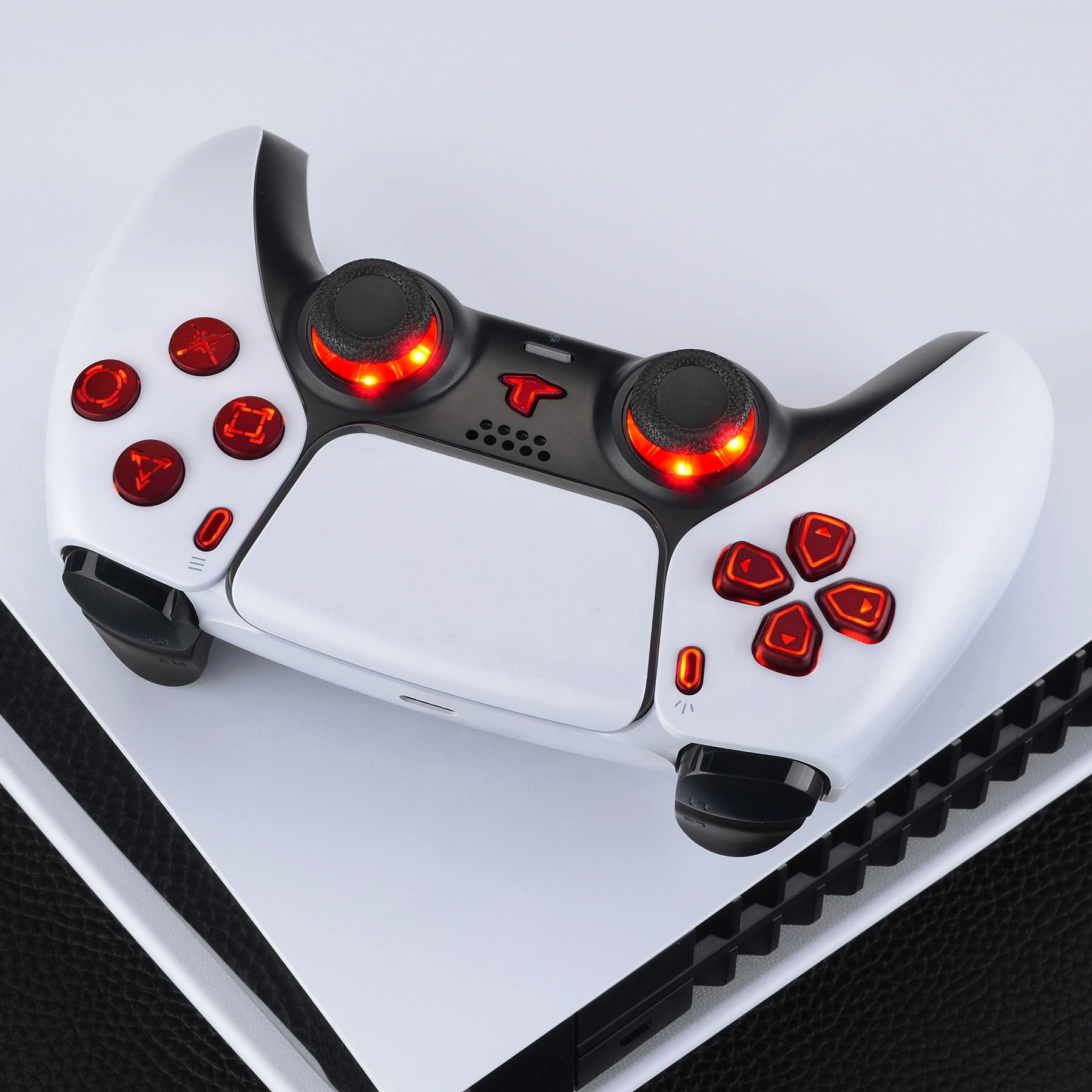 eXtremeRate Multi-Colors Luminated Buttons DTF V3 LED Kit for PS5 Controller BDM-030/040/050 - Scarlet Red eXtremeRate