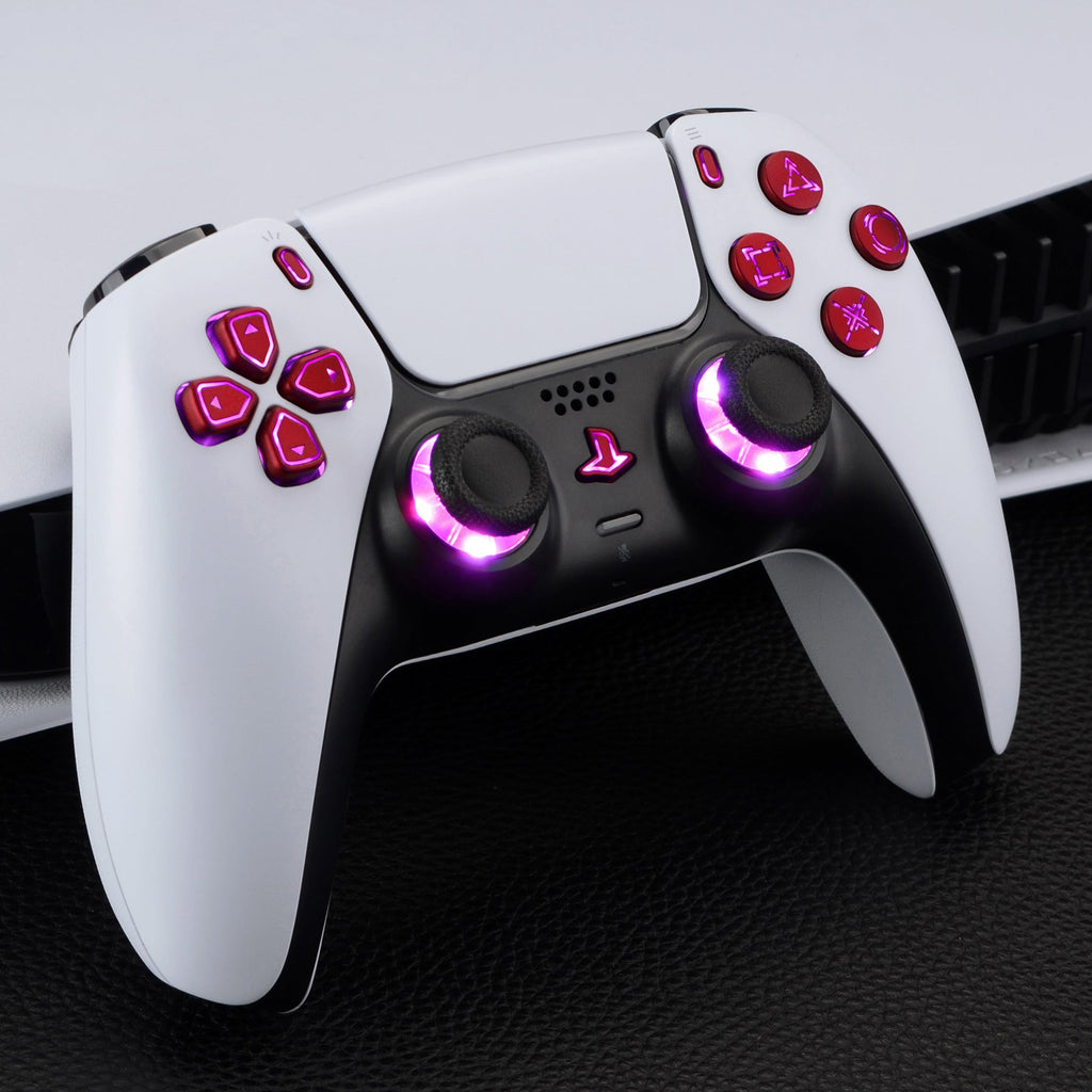 eXtremeRate Multi-Colors Luminated Buttons DTF V3 LED Kit for PS5 Controller BDM-030/040/050 - Scarlet Red eXtremeRate