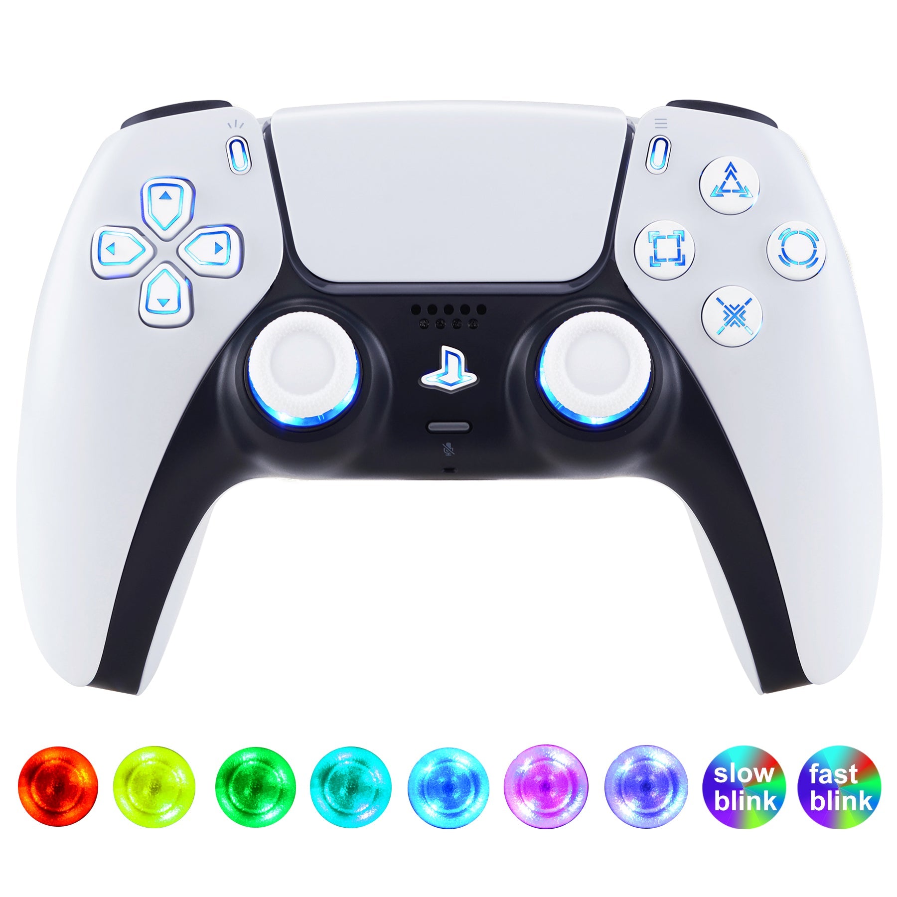 eXtremeRate Multi-Colors Luminated Buttons DTF V3 LED Kit for PS5 Controller BDM-030/040/050 - White eXtremeRate