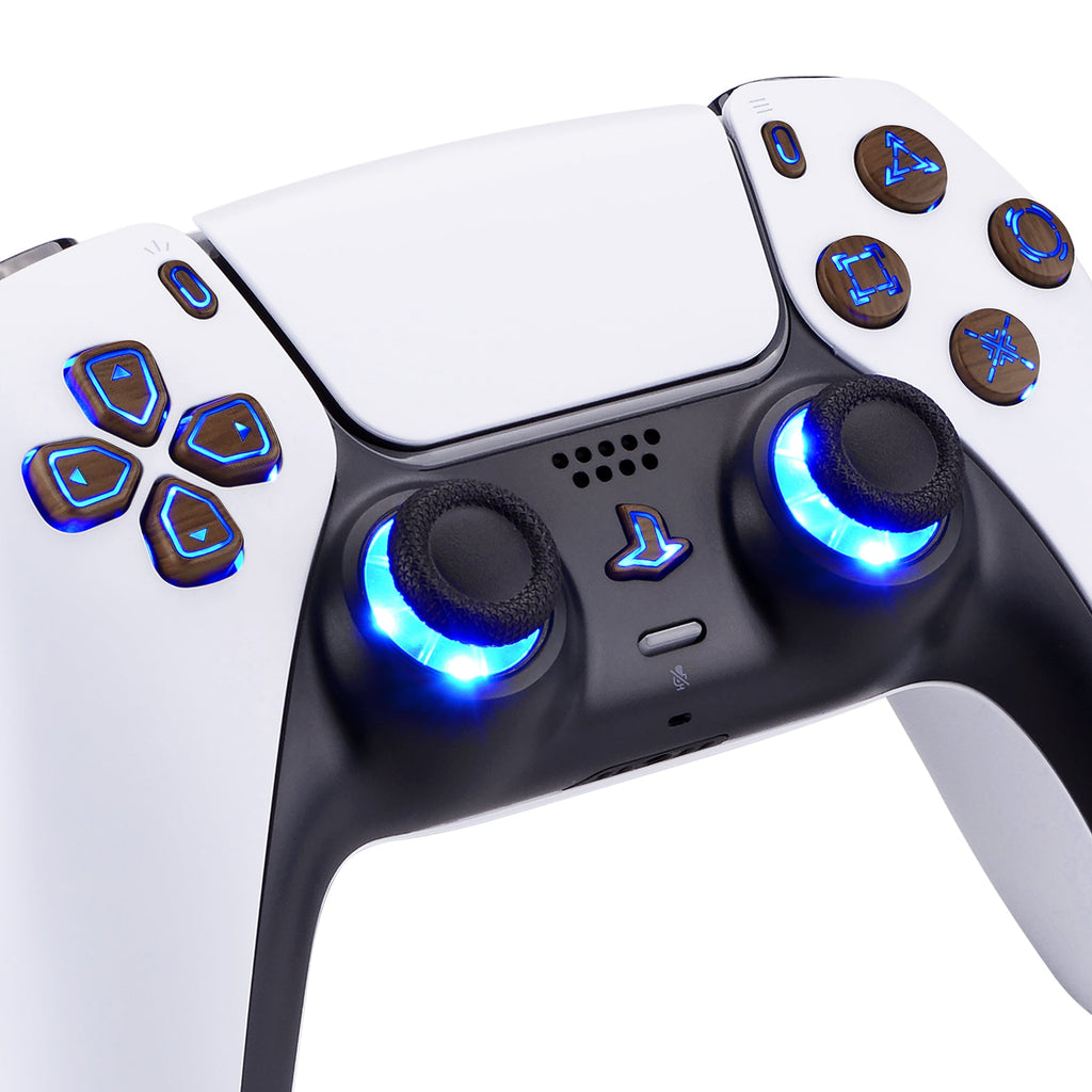 eXtremeRate Multi-Colors Luminated Buttons DTF V3 LED Kit for PS5 Controller BDM-030/040/050 - Wood Grain eXtremeRate