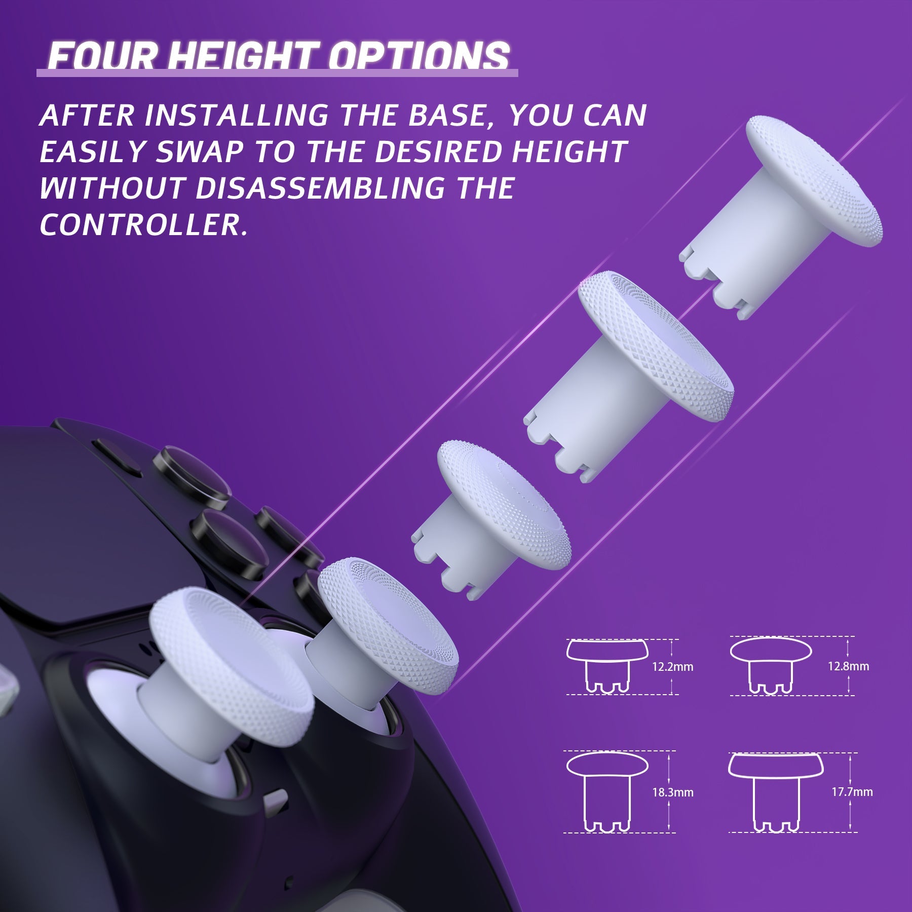 eXtremeRate ThumbsGear V3 Interchangeable Ergonomic Thumbstick for PS5 & PS4 Controller - Original White eXtremeRate