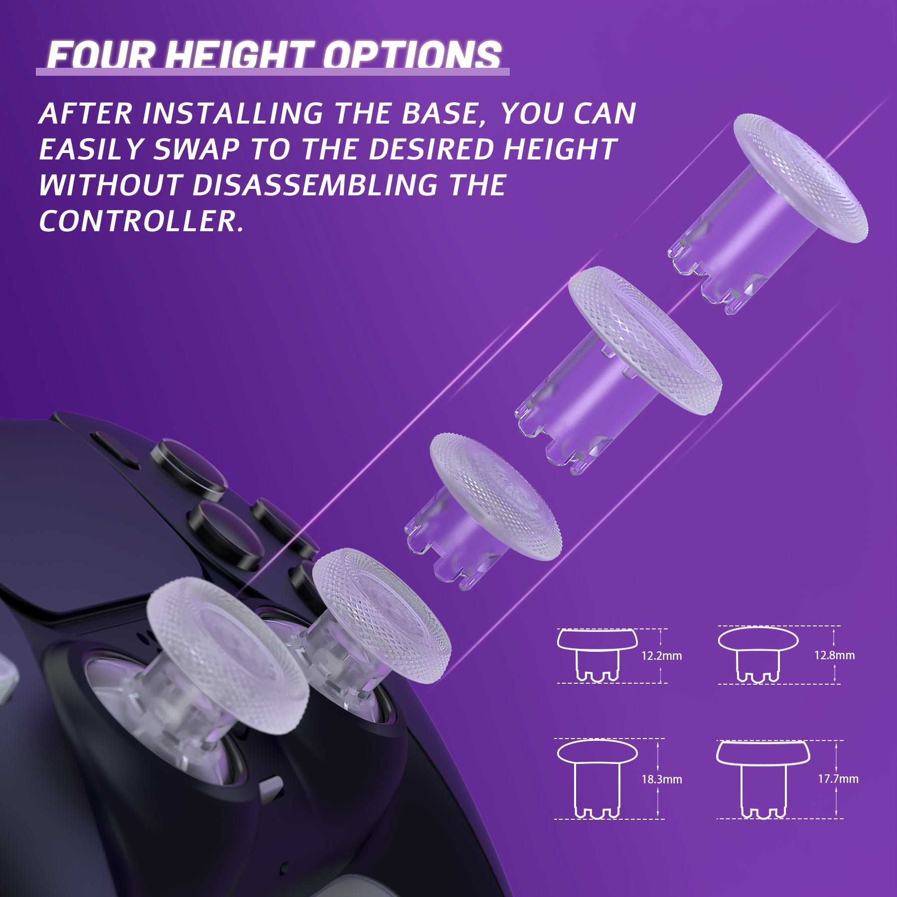 eXtremeRate ThumbsGear V3 Interchangeable Ergonomic Thumbstick for PS5 & PS4 Controller - Clear eXtremeRate
