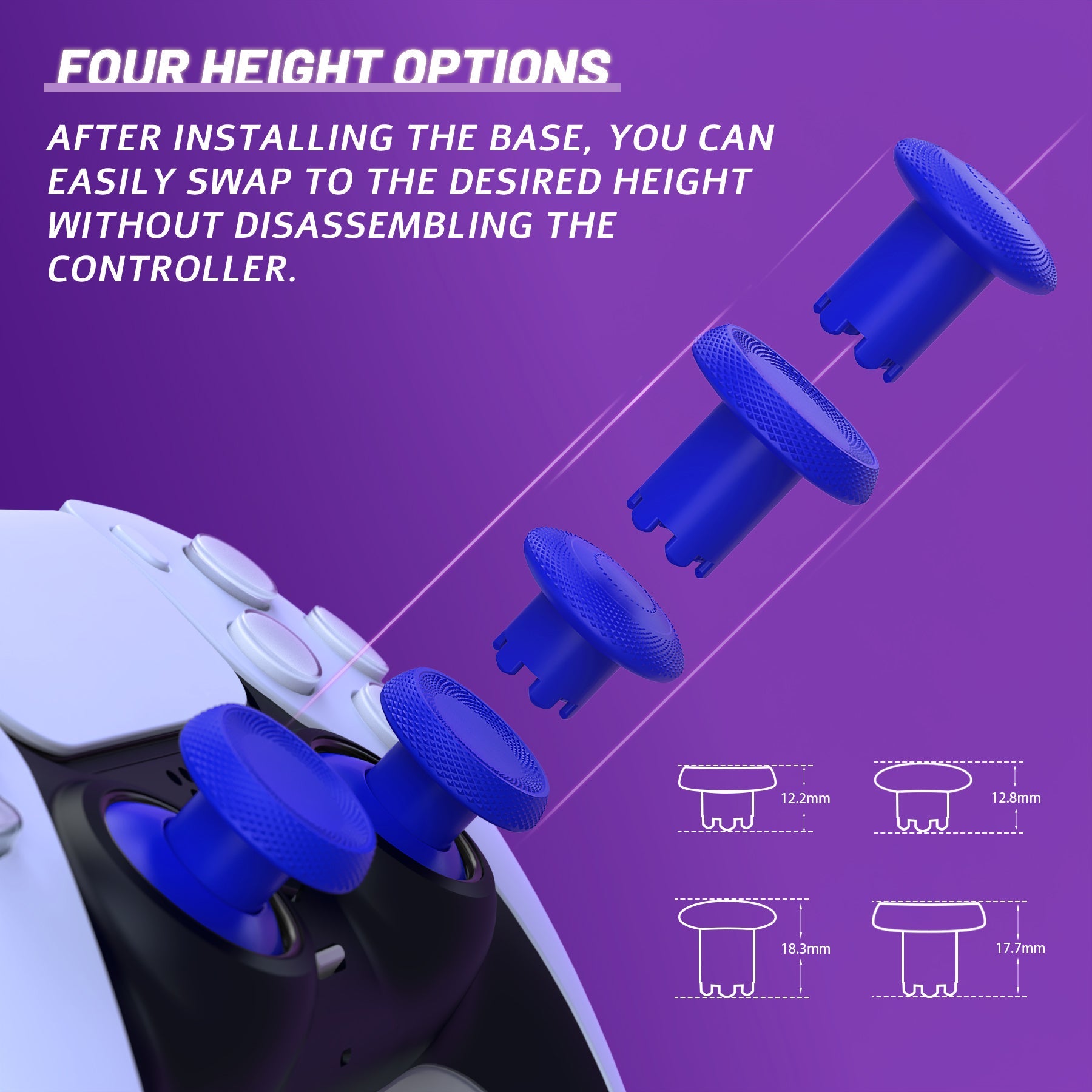 eXtremeRate ThumbsGear V3 Interchangeable Ergonomic Thumbstick for PS5 & PS4 Controller - Blue eXtremeRate