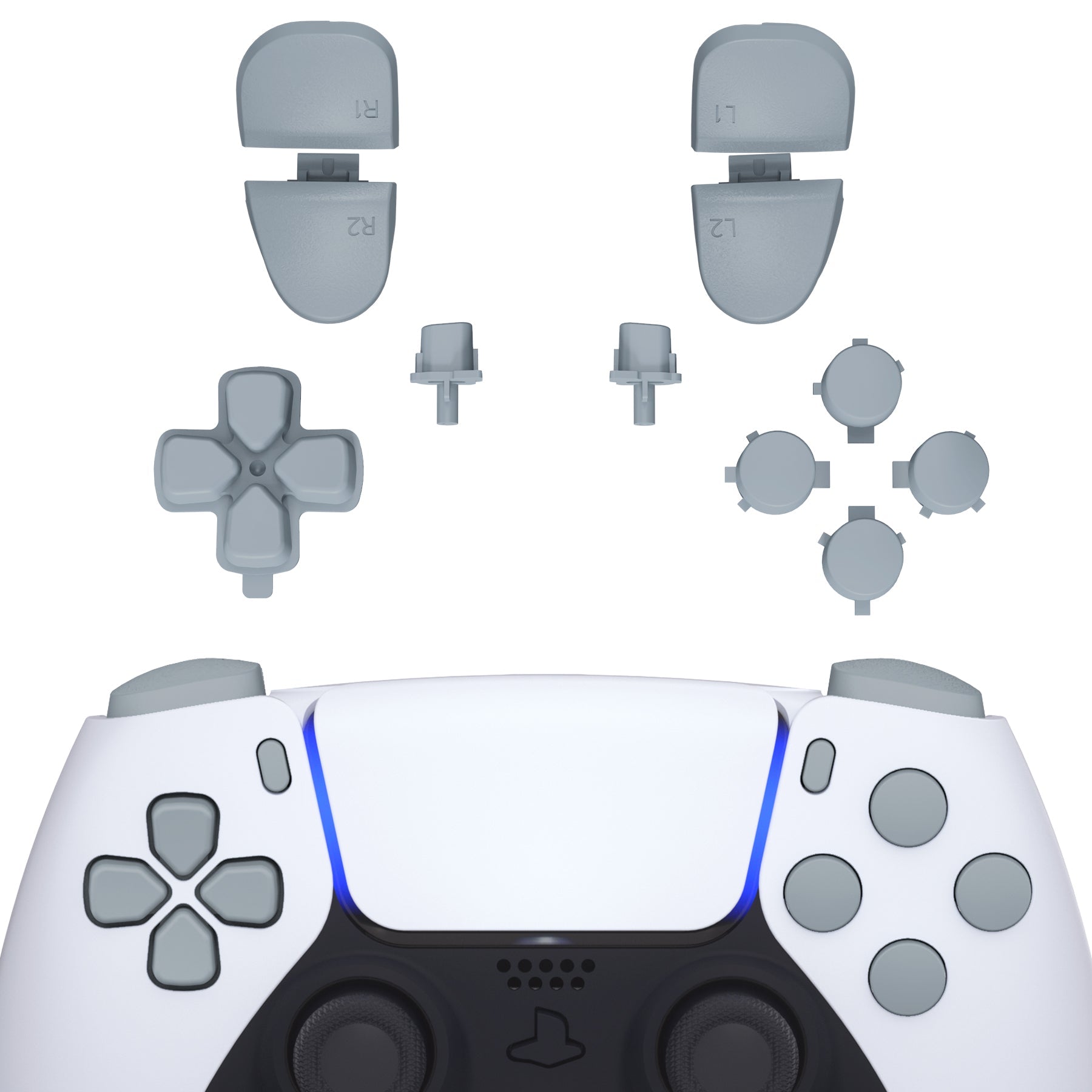 eXtremeRate Replacement Full Set Buttons Compatible with PS5 Controller BDM-030/040/050/060 - New Hope Gray eXtremeRate
