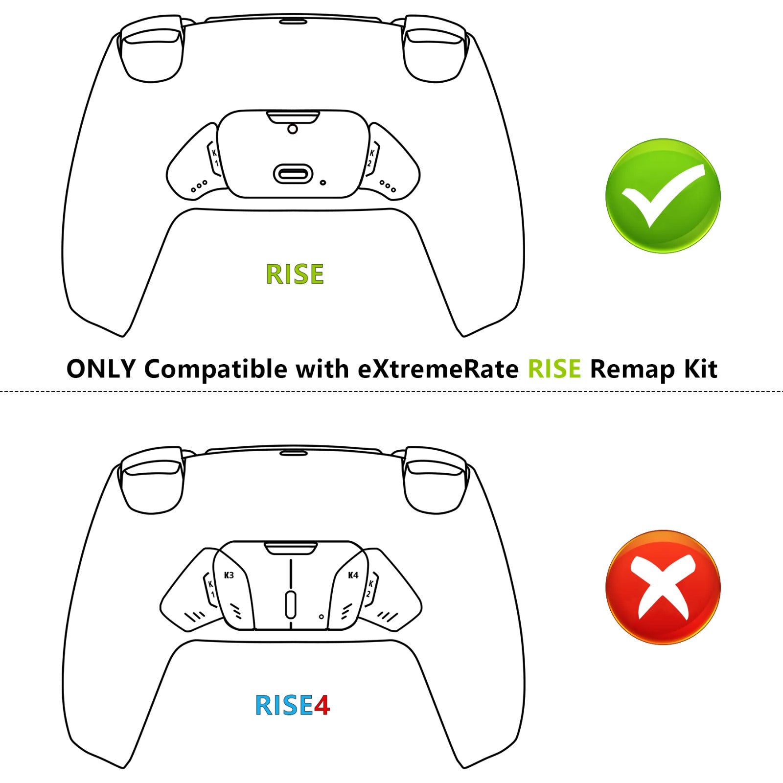 eXtremeRate Replacement Redesigned K1 K2 Back Buttons for eXtremerate RISE Remap Kit, Compatible with PS5 Controller - New Hope Gray eXtremeRate