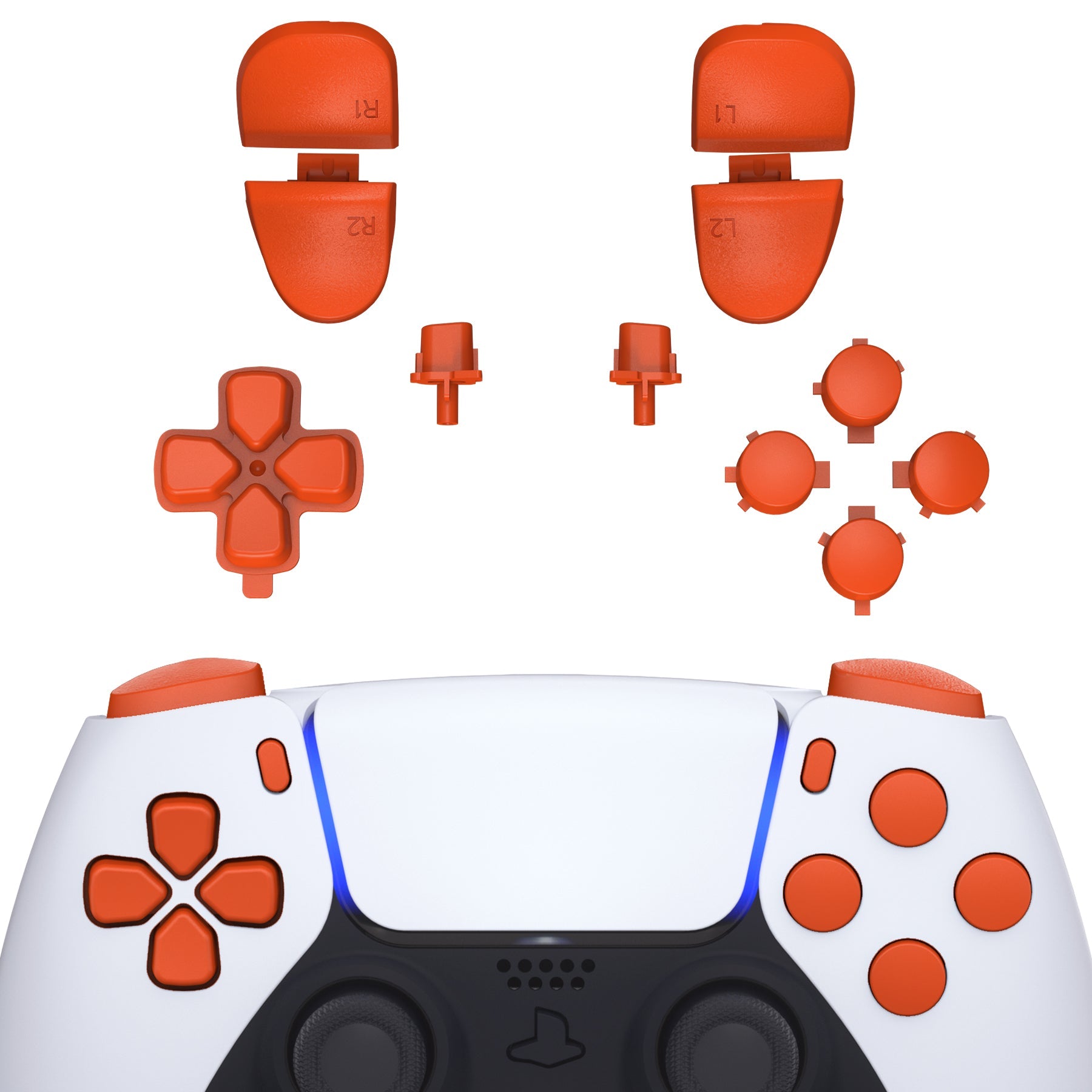 eXtremeRate Replacement Full Set Buttons Compatible with PS5 Controller BDM-030/040/050/060 - Orange eXtremeRate