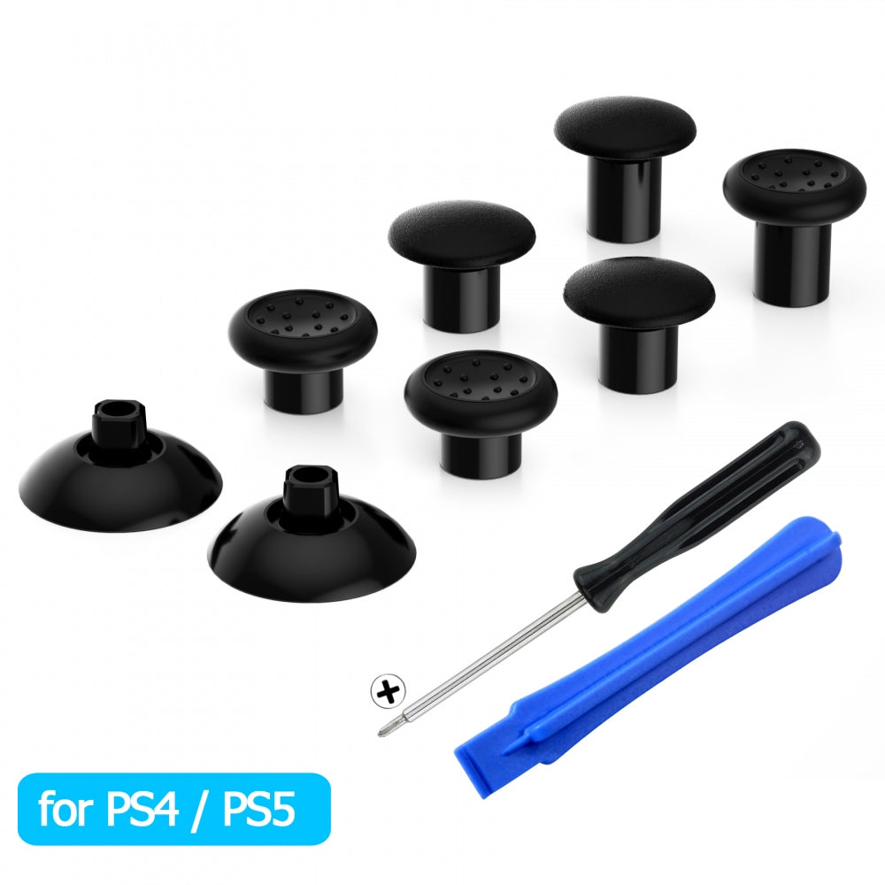 eXtremeRate ThumbsGear Interchangeable Ergonomic Thumbstick with 3 Height Domed and Concave Grips Adjustable Joystick for PS5 & PS4 Controller - Black eXtremeRate