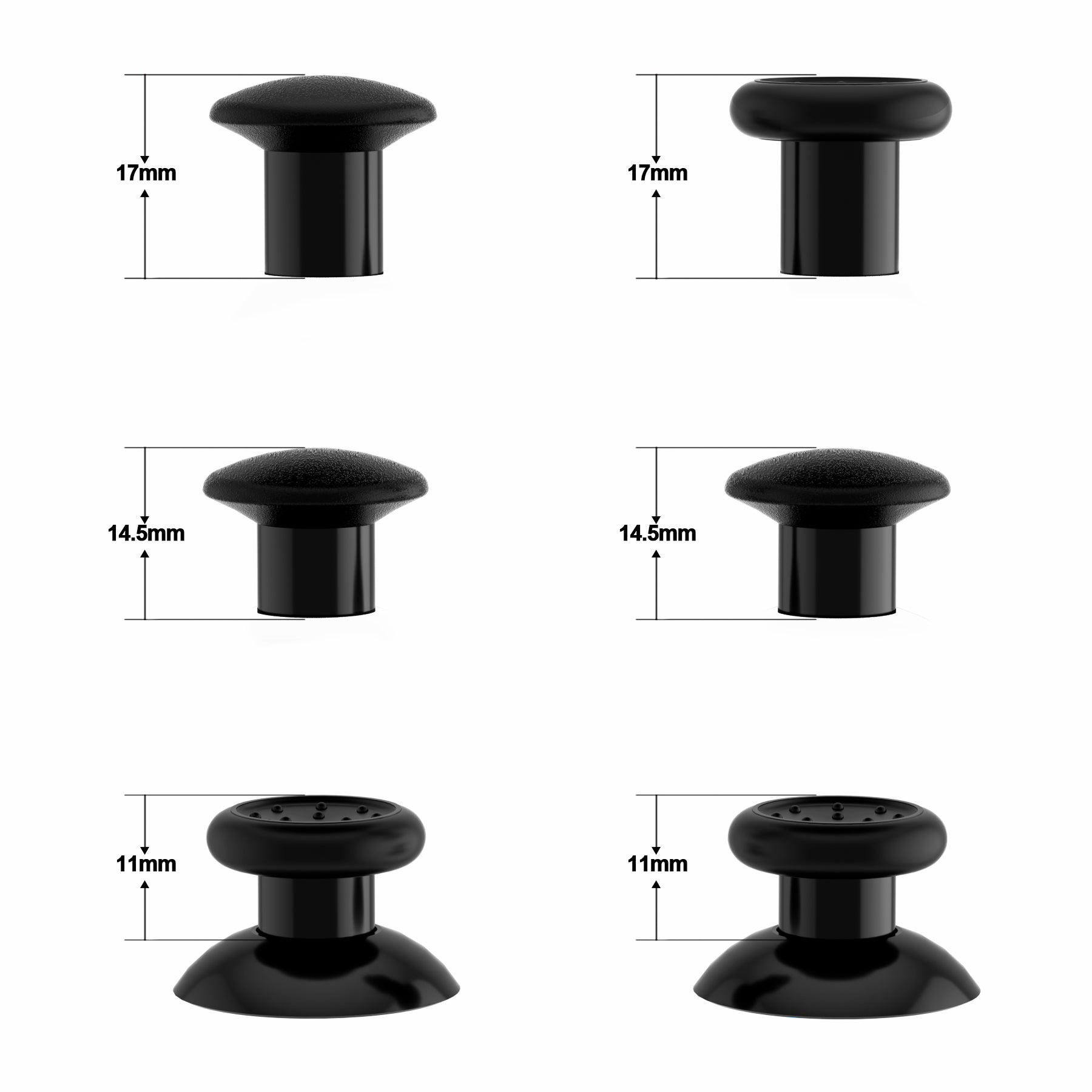 eXtremeRate ThumbsGear Interchangeable Ergonomic Thumbstick with 3 Height Domed and Concave Grips Adjustable Joystick for PS5 & PS4 Controller - Black eXtremeRate