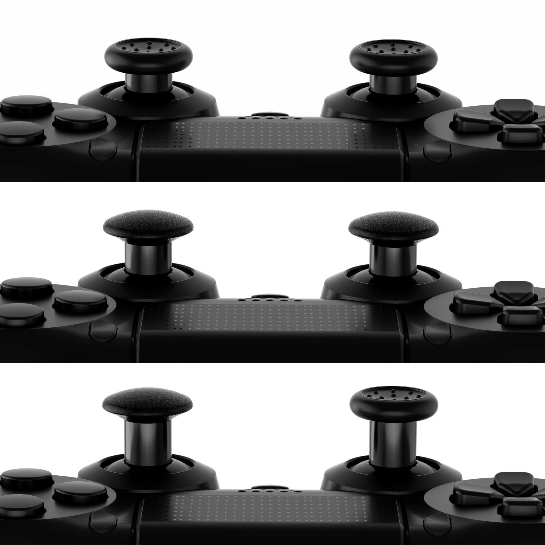 eXtremeRate ThumbsGear Interchangeable Ergonomic Thumbstick with 3 Height Domed and Concave Grips Adjustable Joystick for PS5 & PS4 Controller - Black eXtremeRate