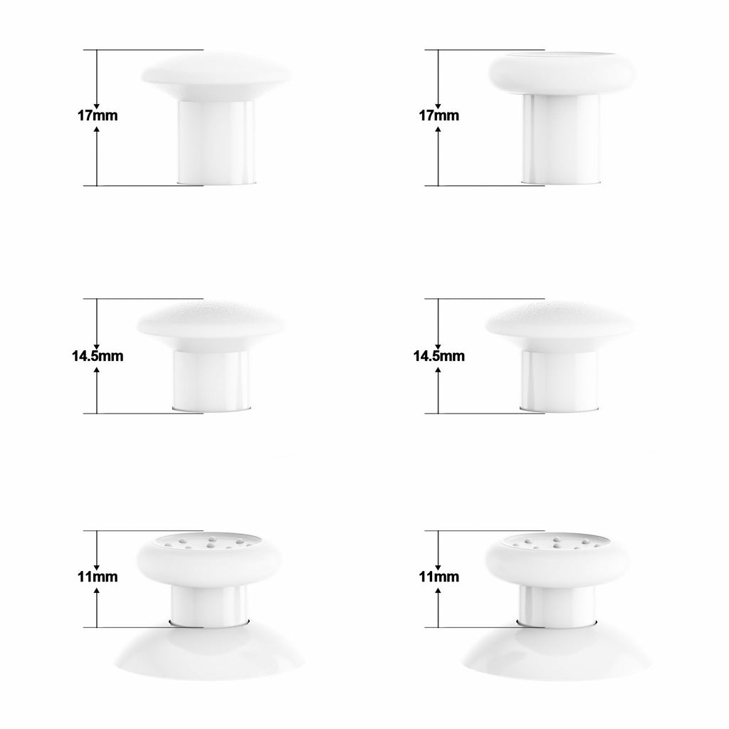 eXtremeRate ThumbsGear Interchangeable Ergonomic Thumbstick with 3 Height Domed and Concave Grips Adjustable Joystick for PS5 & PS4 Controller - White eXtremeRate