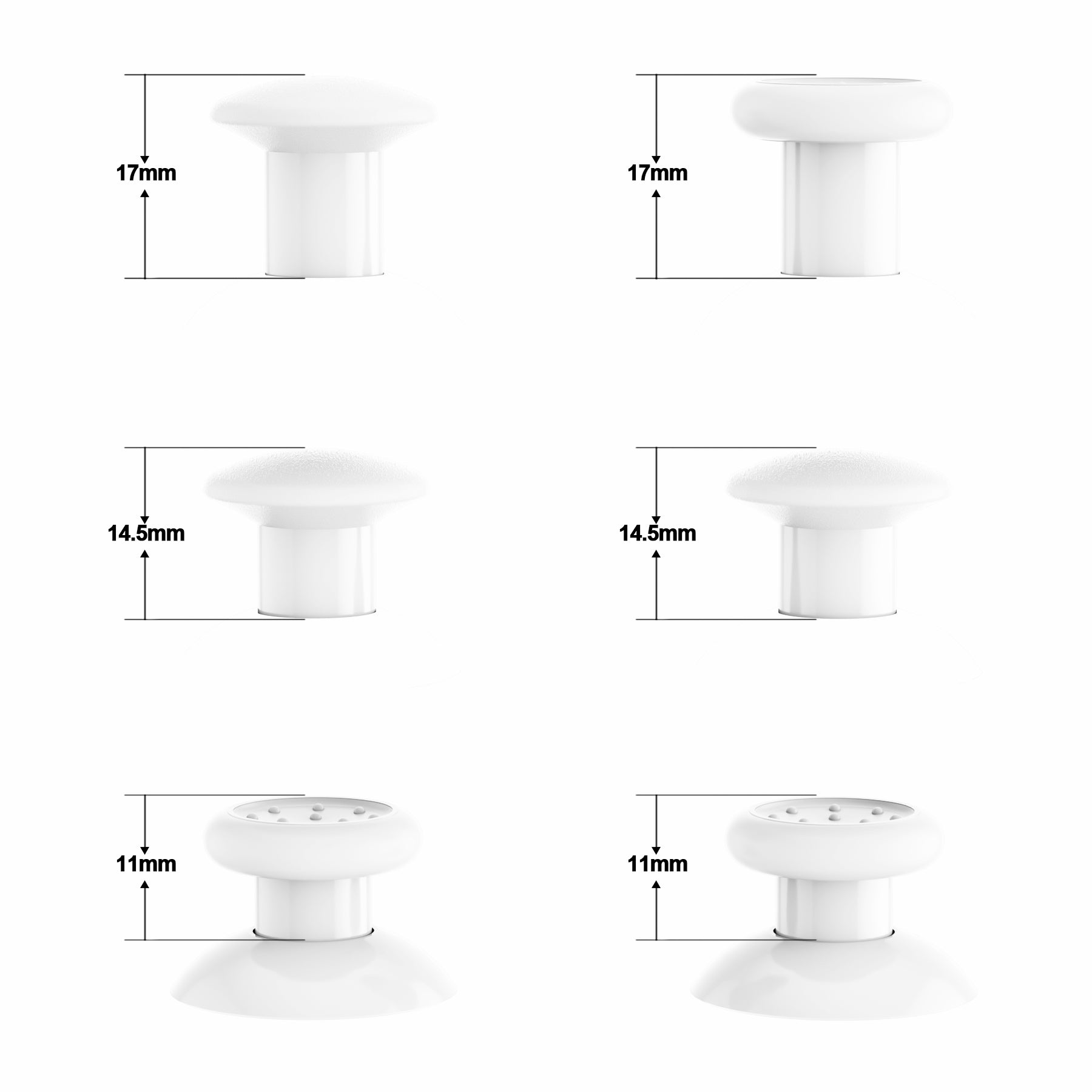 eXtremeRate ThumbsGear Interchangeable Ergonomic Thumbstick with 3 Height Domed and Concave Grips Adjustable Joystick for PS5 & PS4 Controller - White eXtremeRate