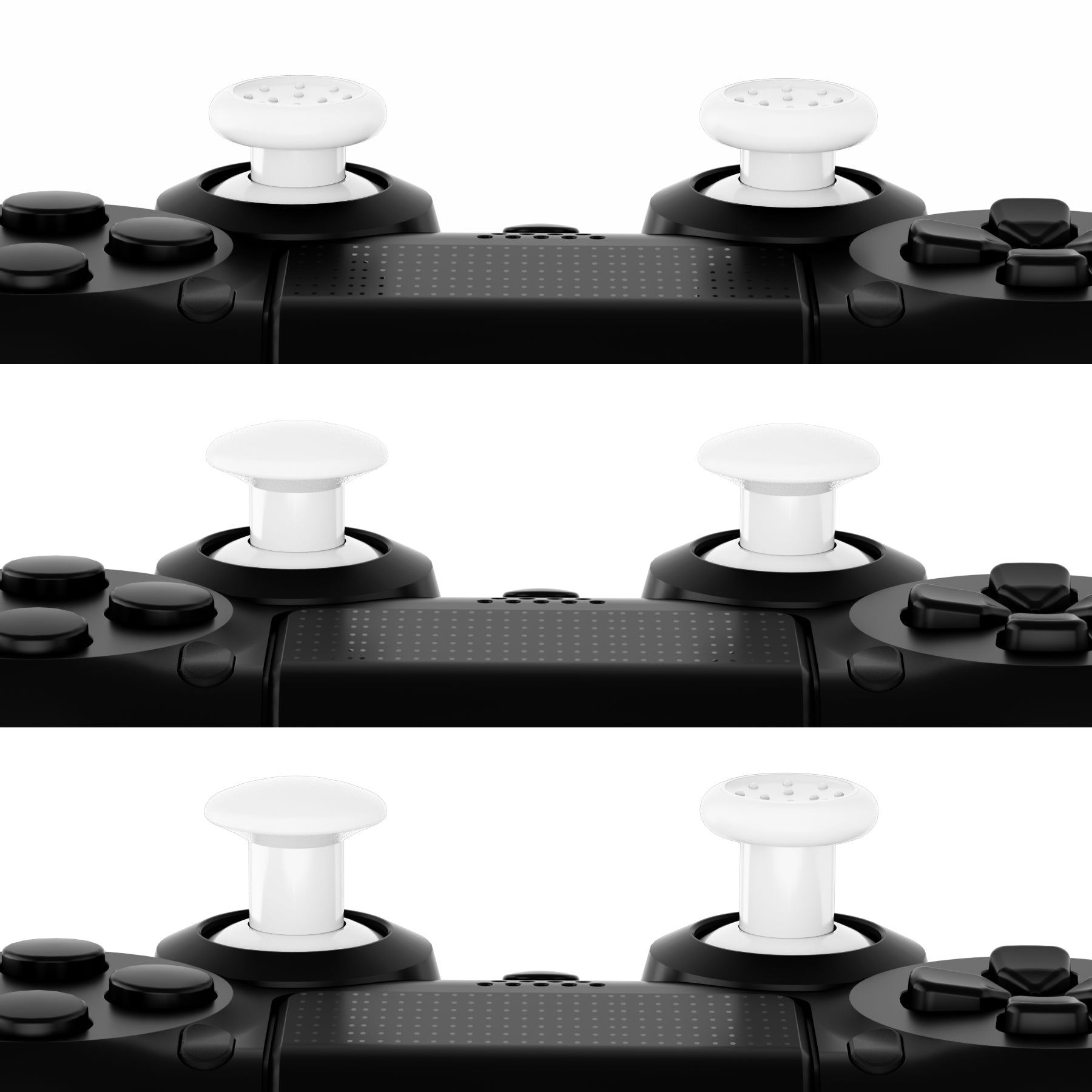 eXtremeRate ThumbsGear Interchangeable Ergonomic Thumbstick with 3 Height Domed and Concave Grips Adjustable Joystick for PS5 & PS4 Controller - White eXtremeRate
