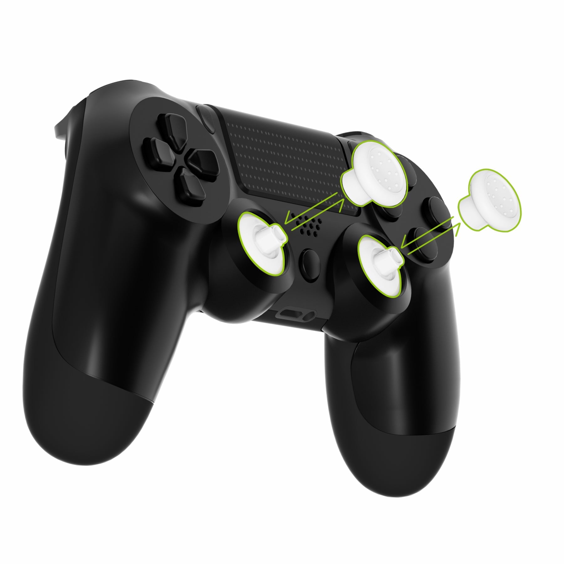 eXtremeRate ThumbsGear Interchangeable Ergonomic Thumbstick with 3 Height Domed and Concave Grips Adjustable Joystick for PS5 & PS4 Controller - White eXtremeRate