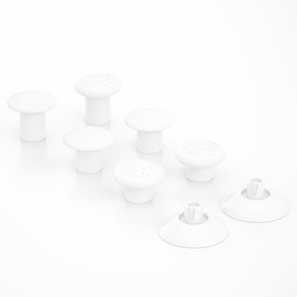 eXtremeRate ThumbsGear Interchangeable Ergonomic Thumbstick with 3 Height Domed and Concave Grips Adjustable Joystick for PS5 & PS4 Controller - White eXtremeRate
