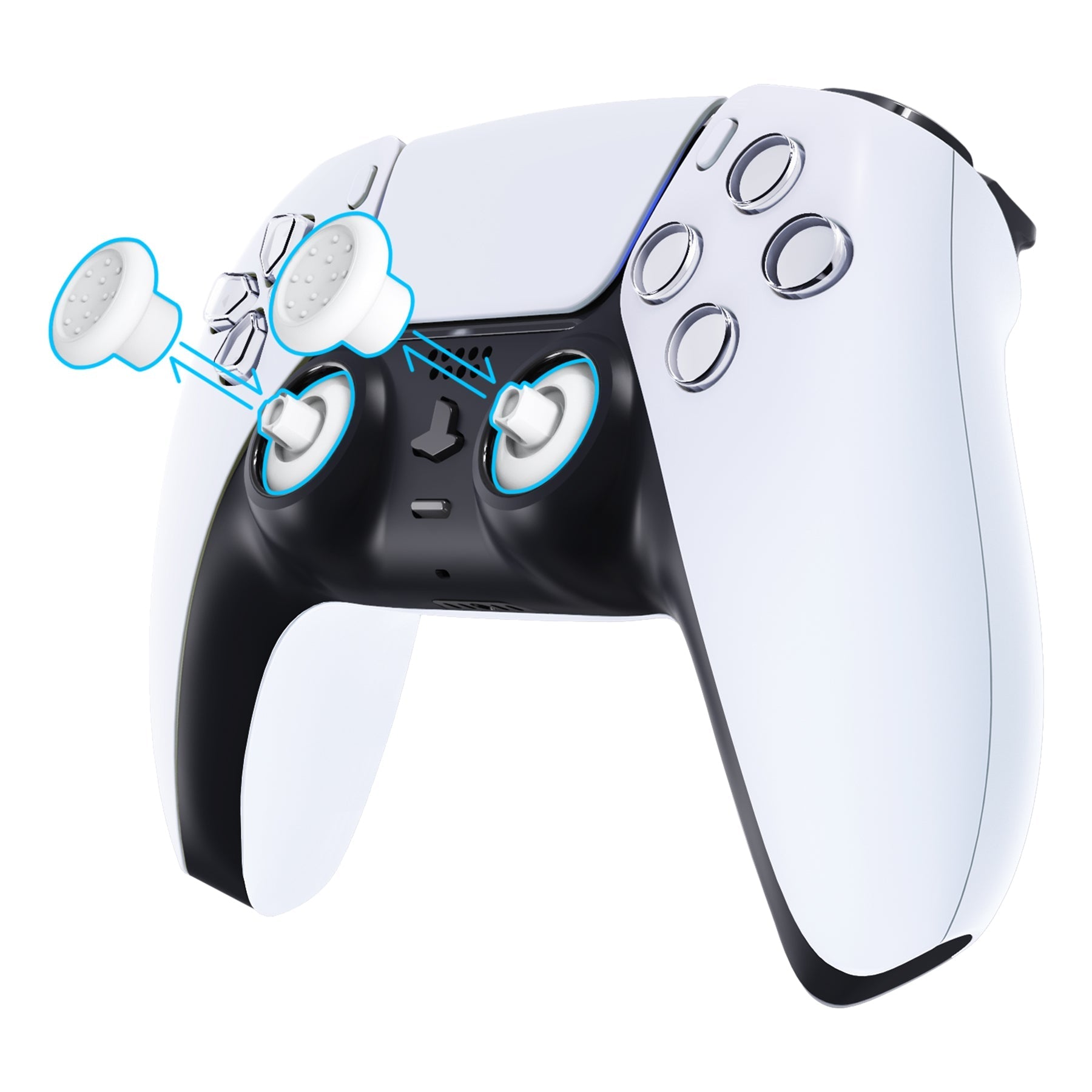 eXtremeRate ThumbsGear Interchangeable Ergonomic Thumbstick with 3 Height Domed and Concave Grips Adjustable Joystick for PS5 & PS4 Controller - White eXtremeRate