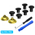 eXtremeRate ThumbsGear Interchangeable Ergonomic Thumbstick with 3 Height Domed and Concave Grips Adjustable Joystick for PS5 & PS4 Controller - Chrome Gold & Black eXtremeRate