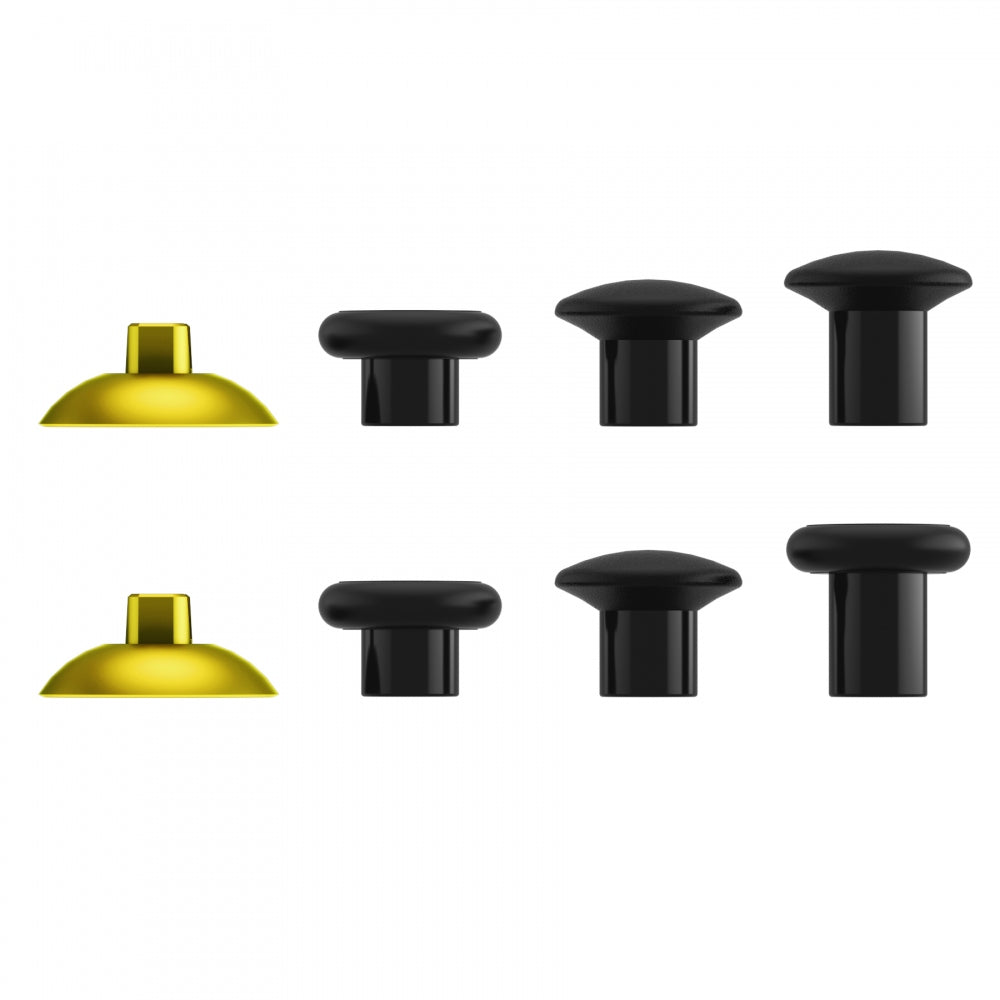 eXtremeRate ThumbsGear Interchangeable Ergonomic Thumbstick with 3 Height Domed and Concave Grips Adjustable Joystick for PS5 & PS4 Controller - Chrome Gold & Black eXtremeRate