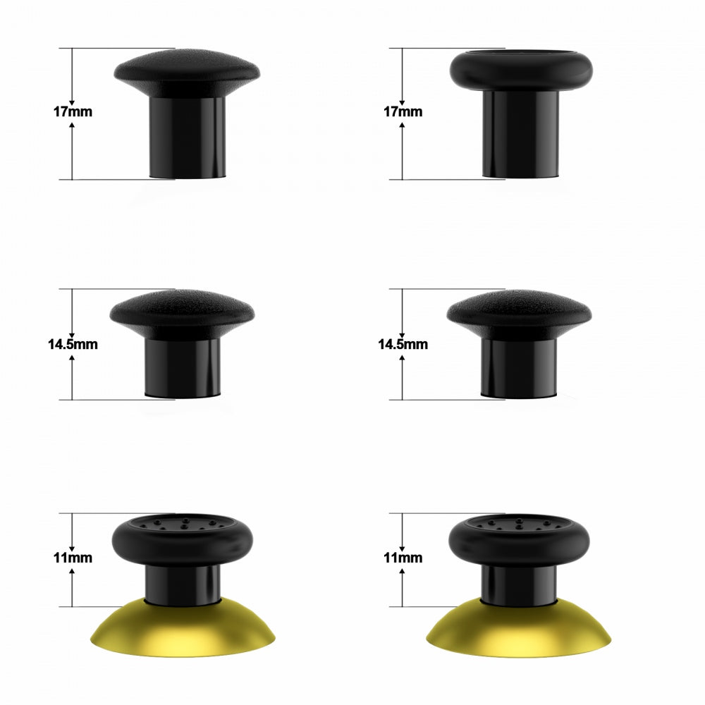 eXtremeRate ThumbsGear Interchangeable Ergonomic Thumbstick with 3 Height Domed and Concave Grips Adjustable Joystick for PS5 & PS4 Controller - Chrome Gold & Black eXtremeRate