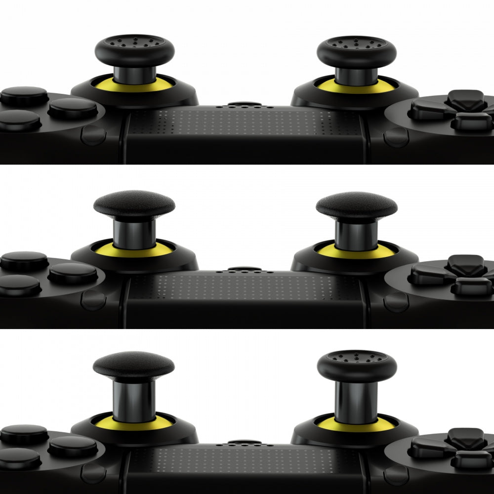 eXtremeRate ThumbsGear Interchangeable Ergonomic Thumbstick with 3 Height Domed and Concave Grips Adjustable Joystick for PS5 & PS4 Controller - Chrome Gold & Black eXtremeRate