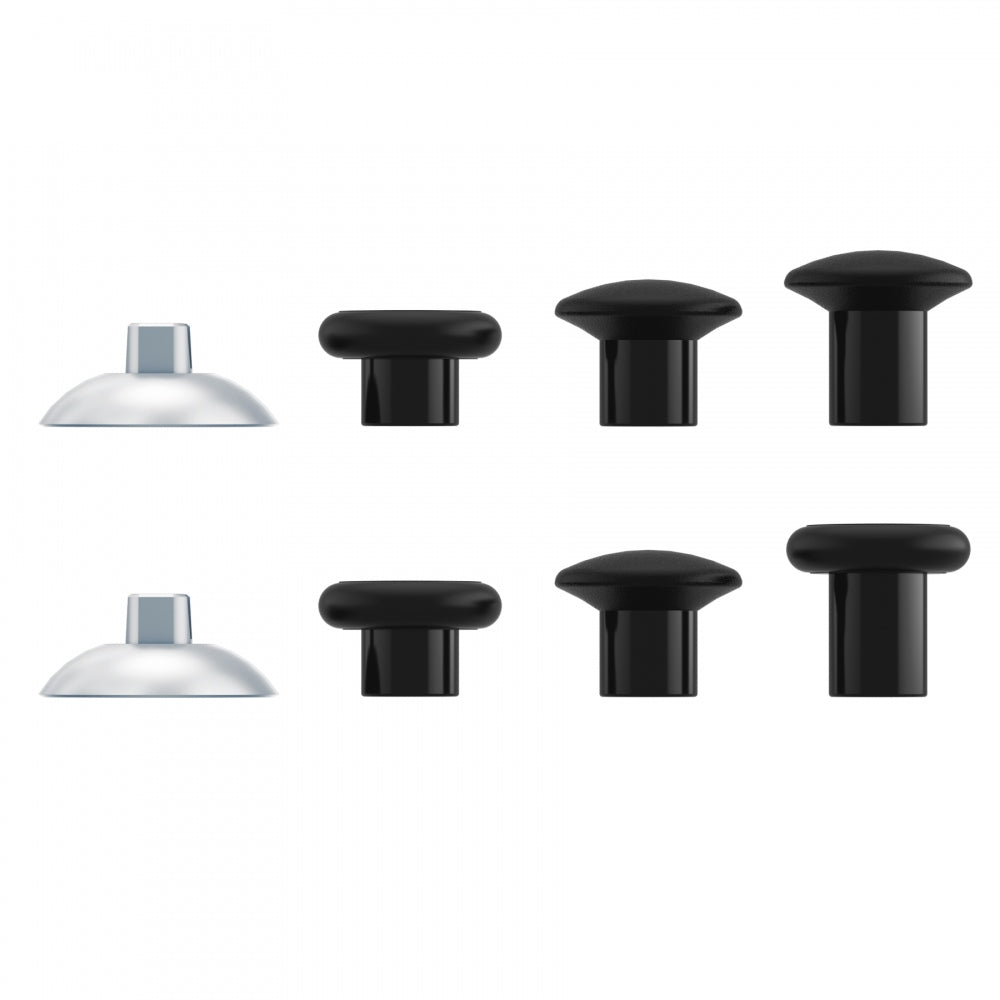 eXtremeRate ThumbsGear Interchangeable Ergonomic Thumbstick with 3 Height Domed and Concave Grips Adjustable Joystick for PS5 & PS4 Controller - Chrome Silver & Black eXtremeRate