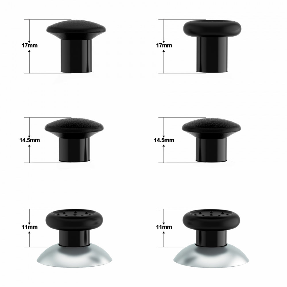 eXtremeRate ThumbsGear Interchangeable Ergonomic Thumbstick with 3 Height Domed and Concave Grips Adjustable Joystick for PS5 & PS4 Controller - Chrome Silver & Black eXtremeRate