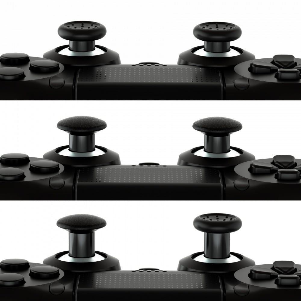 eXtremeRate ThumbsGear Interchangeable Ergonomic Thumbstick with 3 Height Domed and Concave Grips Adjustable Joystick for PS5 & PS4 Controller - Chrome Silver & Black eXtremeRate