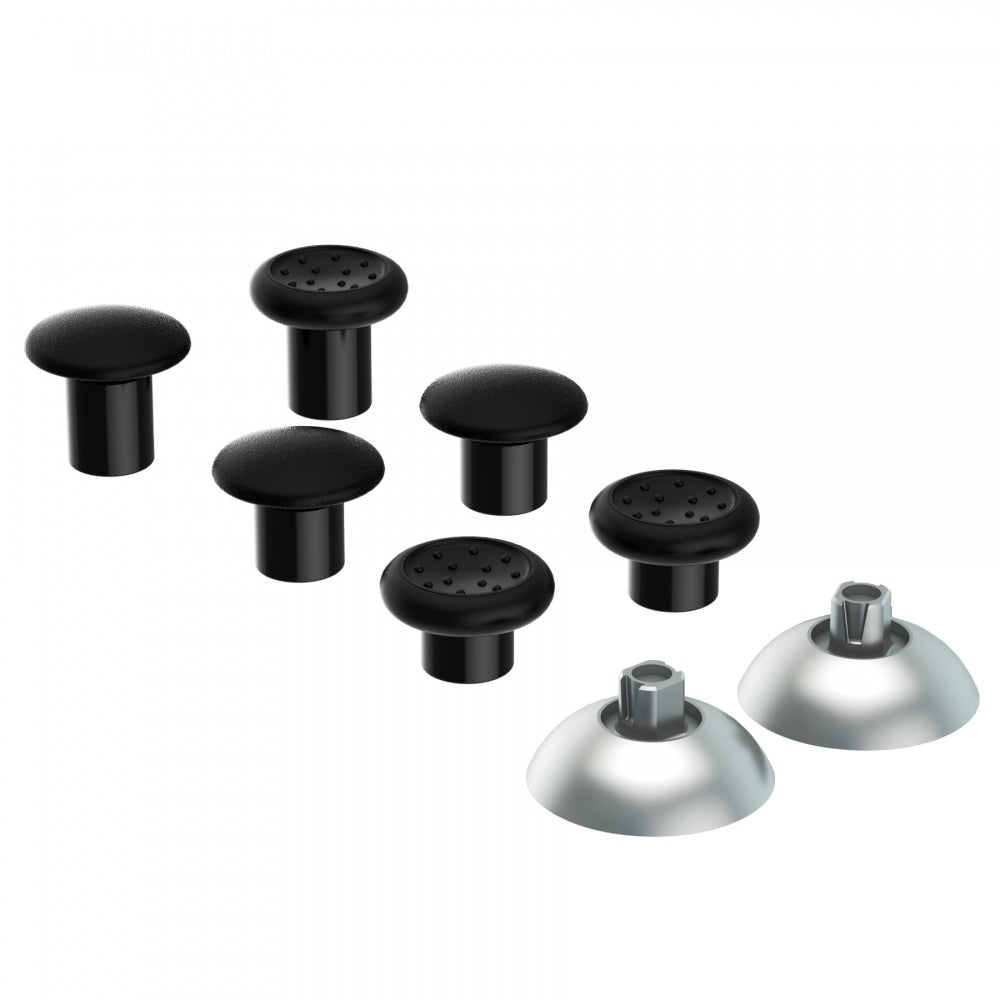 eXtremeRate ThumbsGear Interchangeable Ergonomic Thumbstick with 3 Height Domed and Concave Grips Adjustable Joystick for PS5 & PS4 Controller - Chrome Silver & Black eXtremeRate