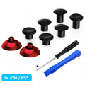eXtremeRate ThumbsGear Interchangeable Ergonomic Thumbstick with 3 Height Domed and Concave Grips Adjustable Joystick for PS5 & PS4 Controller - Chrome Red & Black eXtremeRate