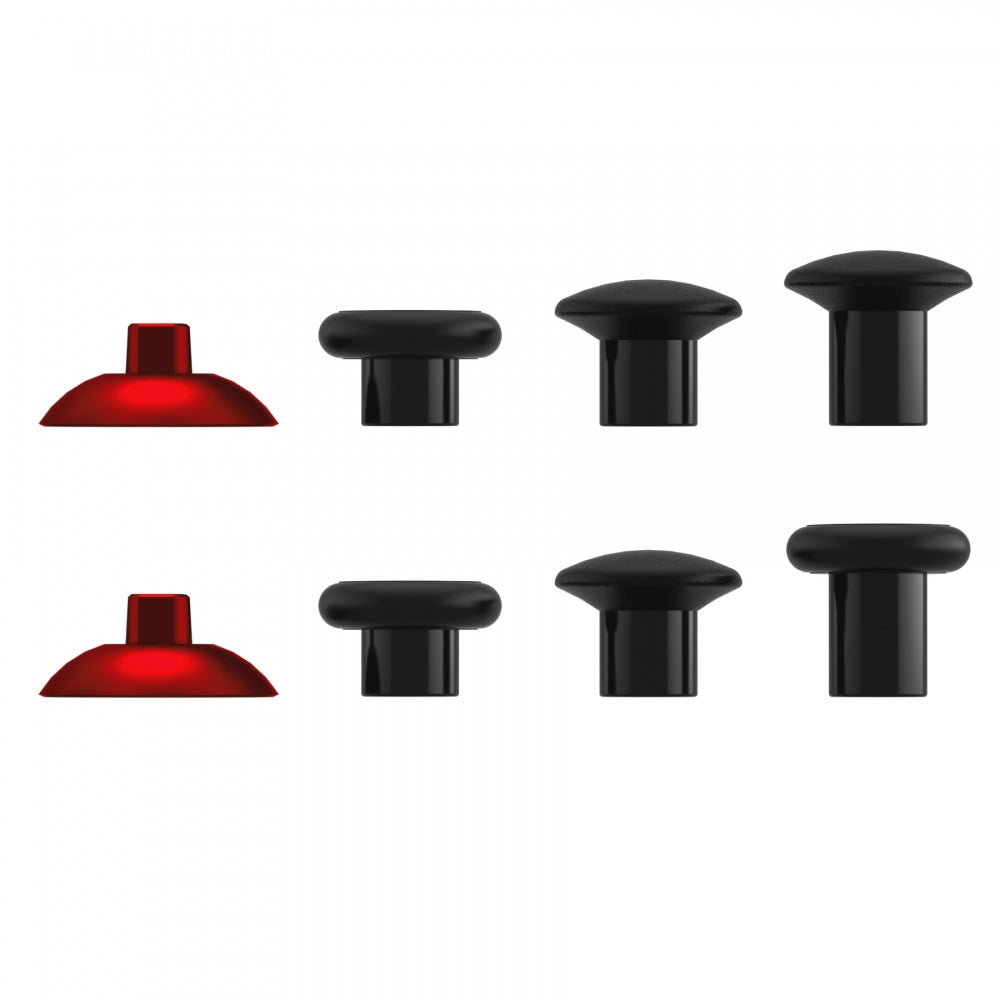 eXtremeRate ThumbsGear Interchangeable Ergonomic Thumbstick with 3 Height Domed and Concave Grips Adjustable Joystick for PS5 & PS4 Controller - Chrome Red & Black eXtremeRate