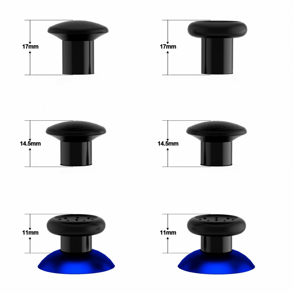 eXtremeRate ThumbsGear Interchangeable Ergonomic Thumbstick with 3 Height Domed and Concave Grips Adjustable Joystick for PS5 & PS4 Controller - Chrome Blue & Black eXtremeRate
