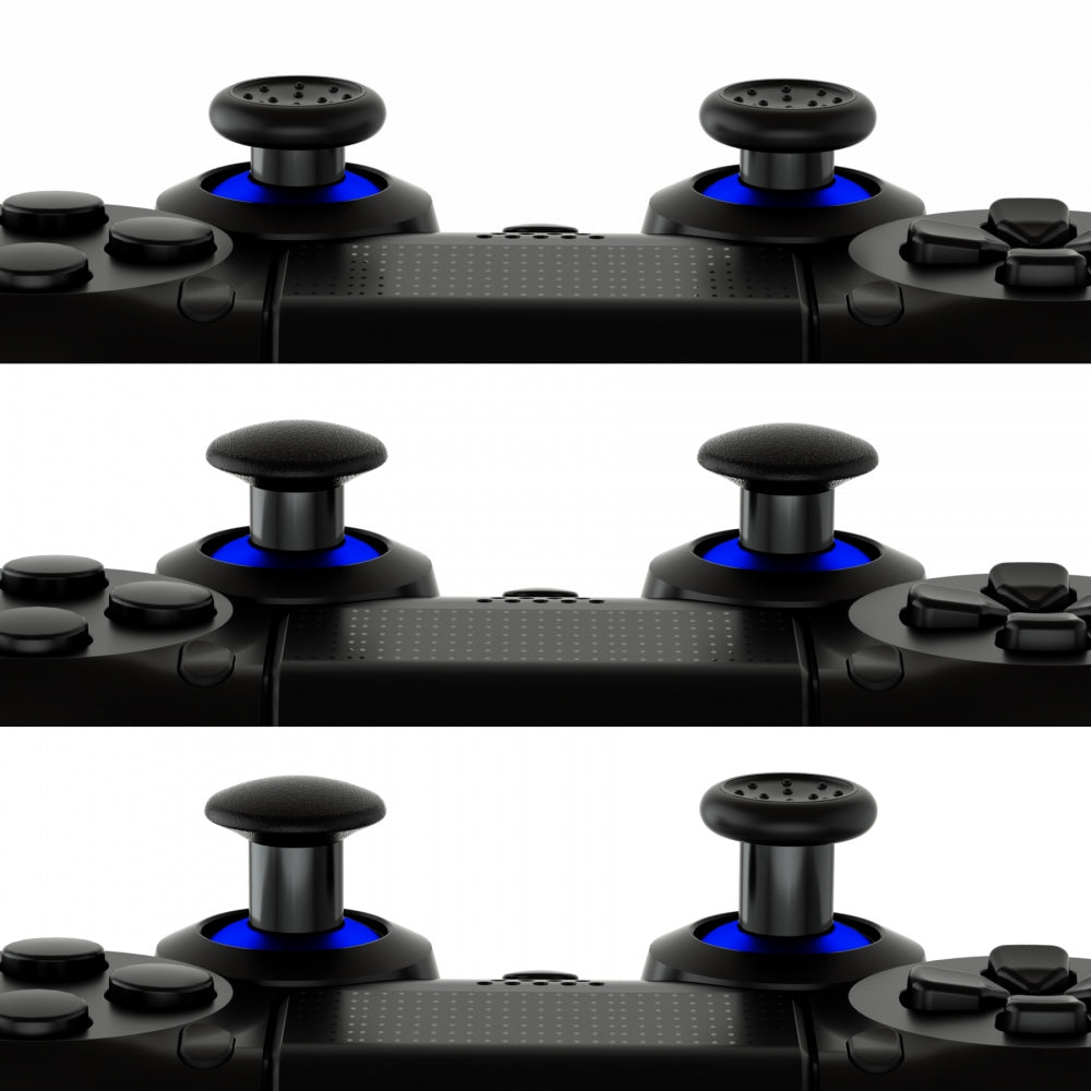 eXtremeRate ThumbsGear Interchangeable Ergonomic Thumbstick with 3 Height Domed and Concave Grips Adjustable Joystick for PS5 & PS4 Controller - Chrome Blue & Black eXtremeRate