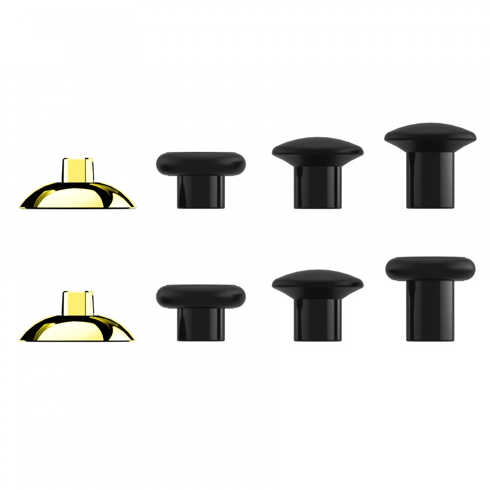 eXtremeRate ThumbsGear Interchangeable Ergonomic Thumbstick with 3 Height Domed and Concave Grips Adjustable Joystick for PS5 & PS4 Controller - Chrome Glossy Gold & Black eXtremeRate