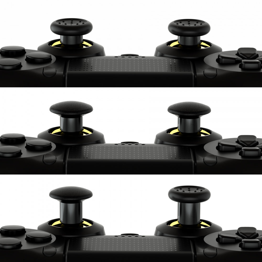 eXtremeRate ThumbsGear Interchangeable Ergonomic Thumbstick with 3 Height Domed and Concave Grips Adjustable Joystick for PS5 & PS4 Controller - Chrome Glossy Gold & Black eXtremeRate