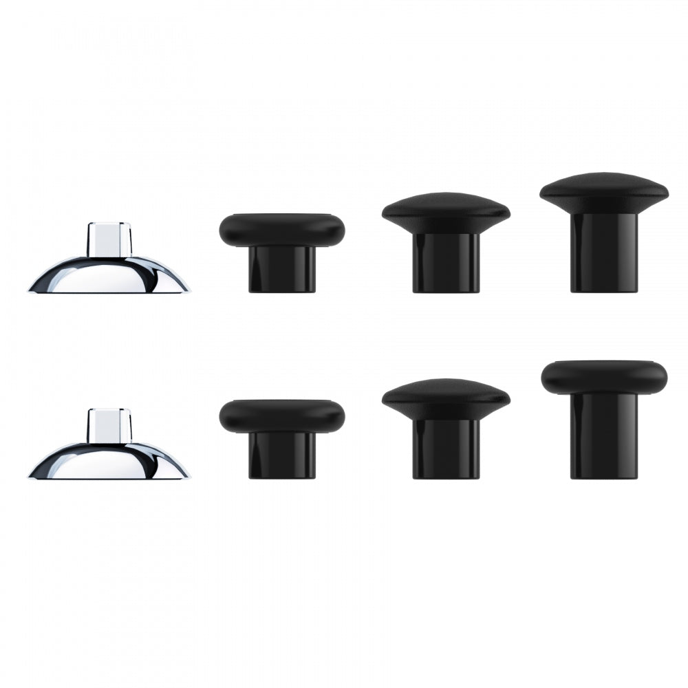 eXtremeRate ThumbsGear Interchangeable Ergonomic Thumbstick with 3 Height Domed and Concave Grips Adjustable Joystick for PS5 & PS4 Controller - Chrome Glossy Silver & Black eXtremeRate