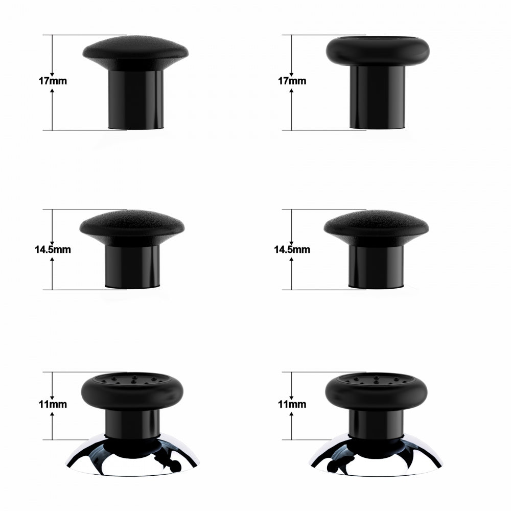 eXtremeRate ThumbsGear Interchangeable Ergonomic Thumbstick with 3 Height Domed and Concave Grips Adjustable Joystick for PS5 & PS4 Controller - Chrome Glossy Silver & Black eXtremeRate