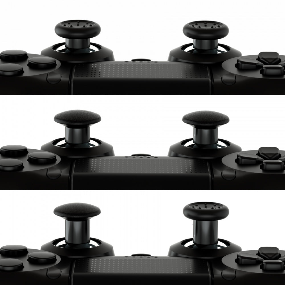 eXtremeRate ThumbsGear Interchangeable Ergonomic Thumbstick with 3 Height Domed and Concave Grips Adjustable Joystick for PS5 & PS4 Controller - Chrome Glossy Silver & Black eXtremeRate