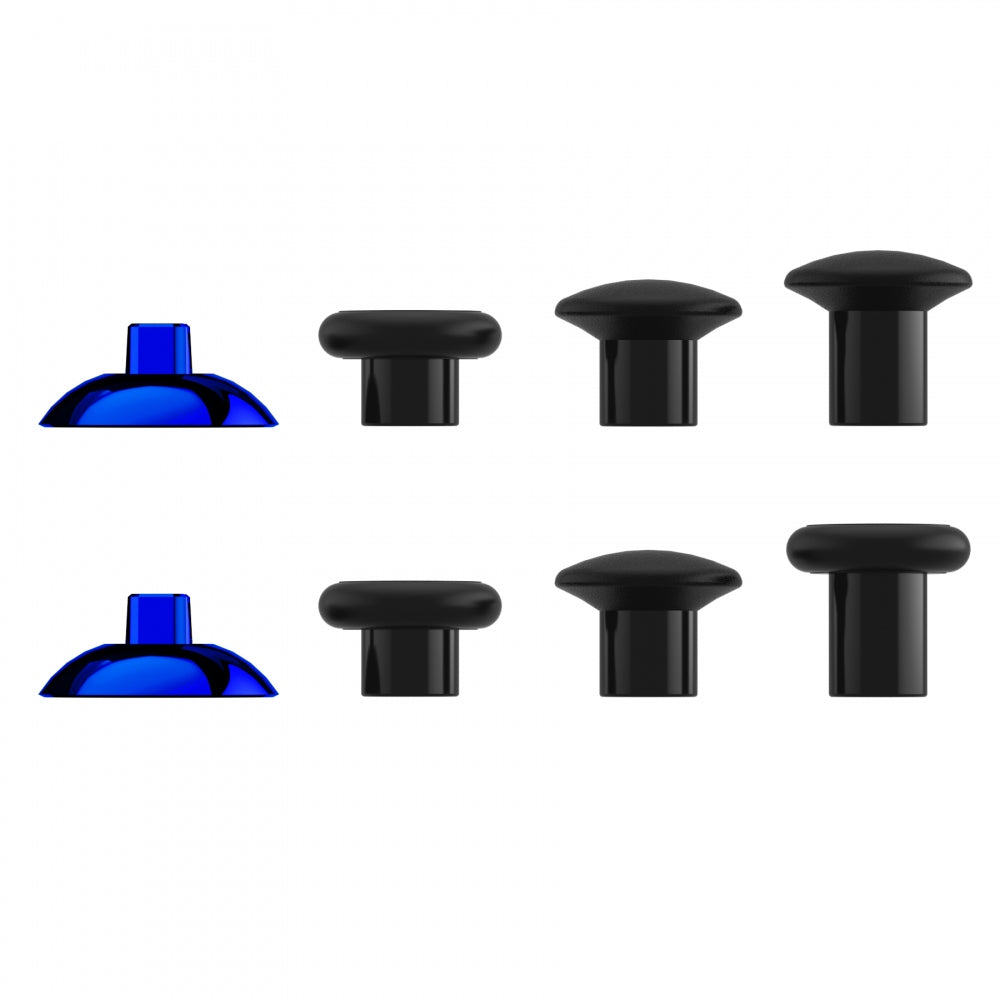 eXtremeRate ThumbsGear Interchangeable Ergonomic Thumbstick with 3 Height Domed and Concave Grips Adjustable Joystick for PS5 & PS4 Controller - Chrome Glossy Blue & Black eXtremeRate