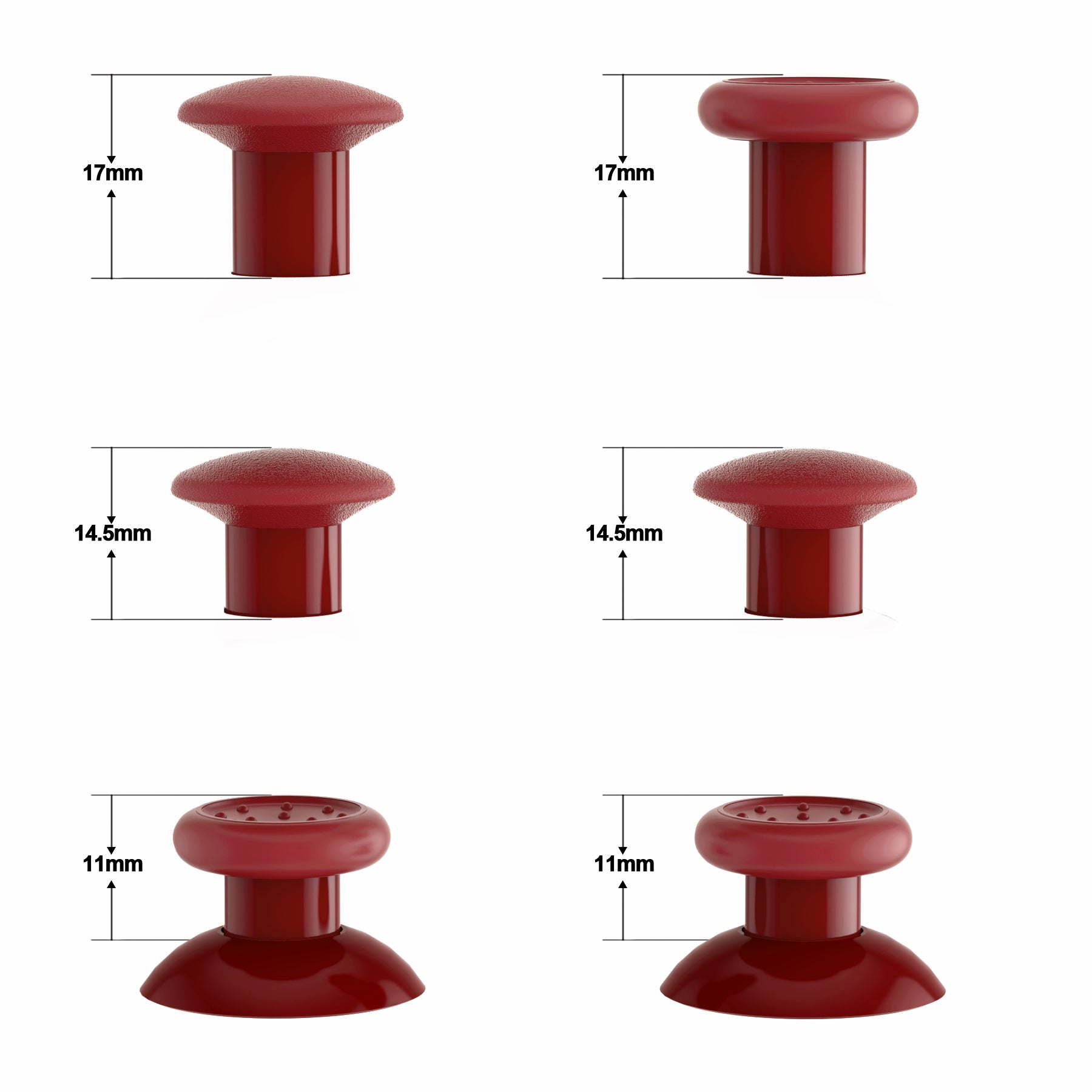 eXtremeRate ThumbsGear Interchangeable Ergonomic Thumbstick with 3 Height Domed and Concave Grips Adjustable Joystick for PS5 & PS4 Controller - Carmine Red eXtremeRate