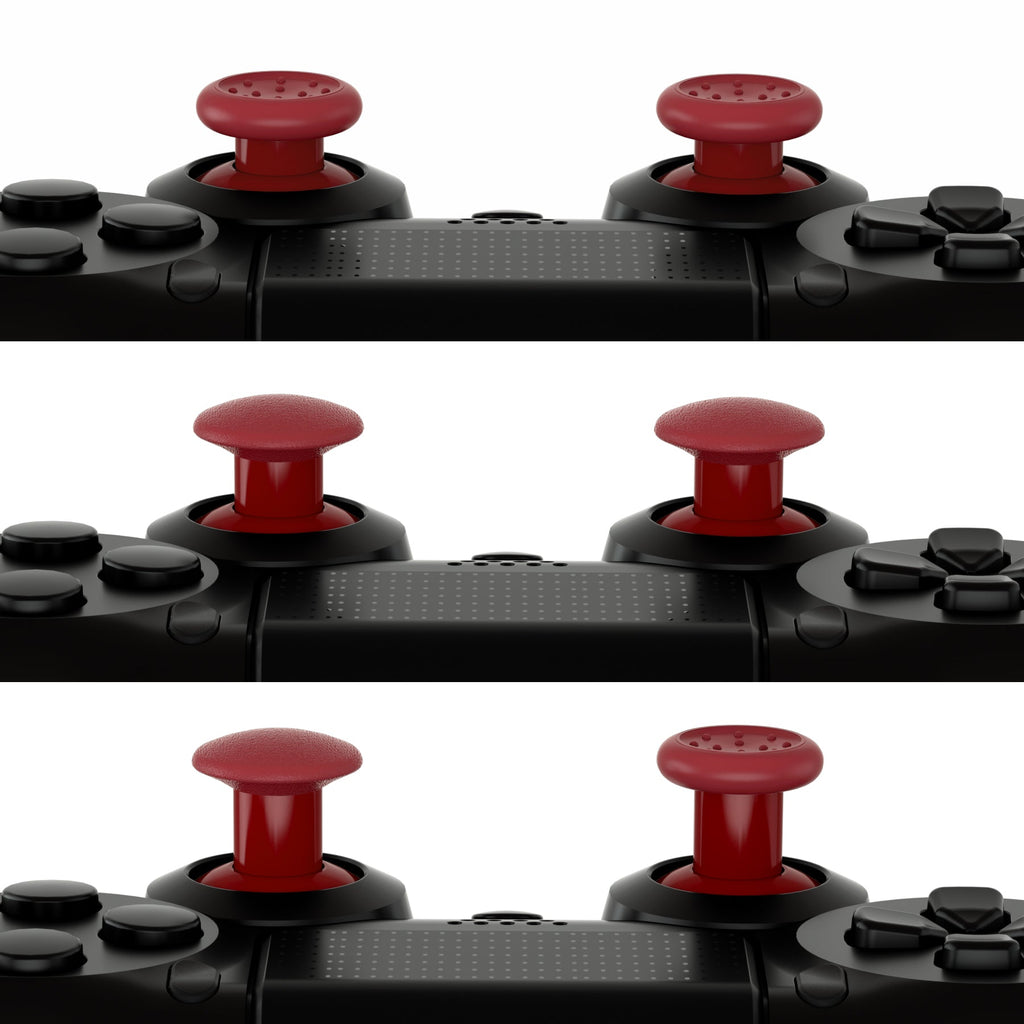eXtremeRate ThumbsGear Interchangeable Ergonomic Thumbstick with 3 Height Domed and Concave Grips Adjustable Joystick for PS5 & PS4 Controller - Carmine Red eXtremeRate