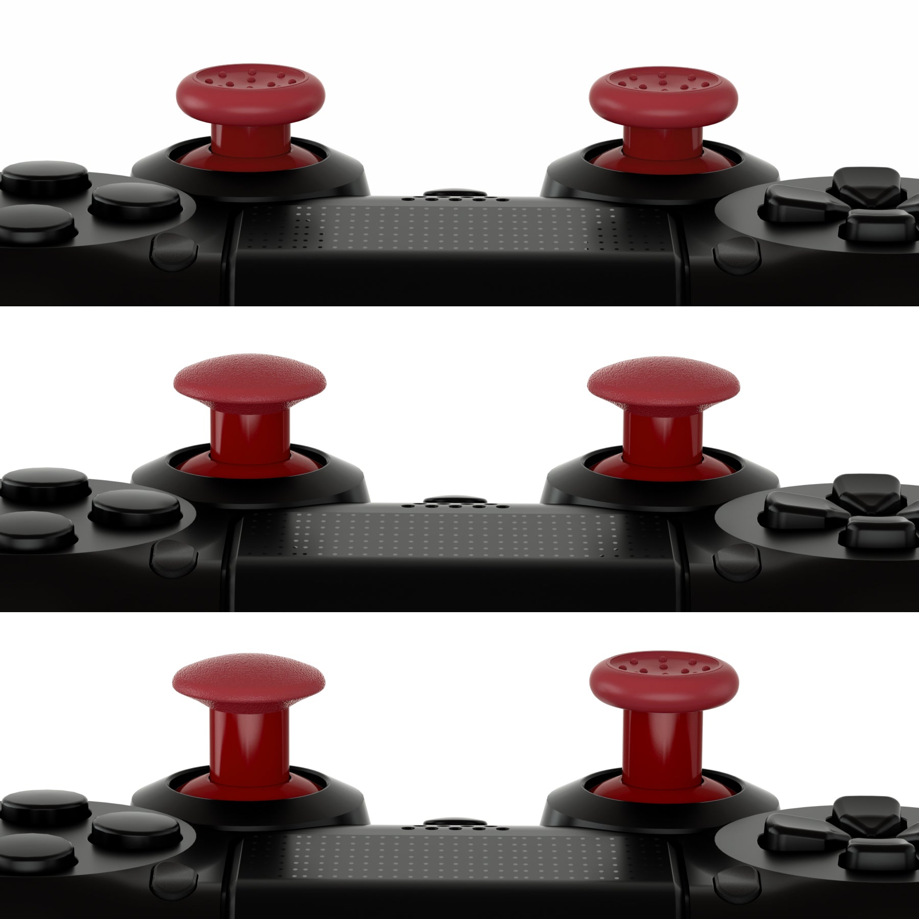 eXtremeRate ThumbsGear Interchangeable Ergonomic Thumbstick with 3 Height Domed and Concave Grips Adjustable Joystick for PS5 & PS4 Controller - Carmine Red eXtremeRate