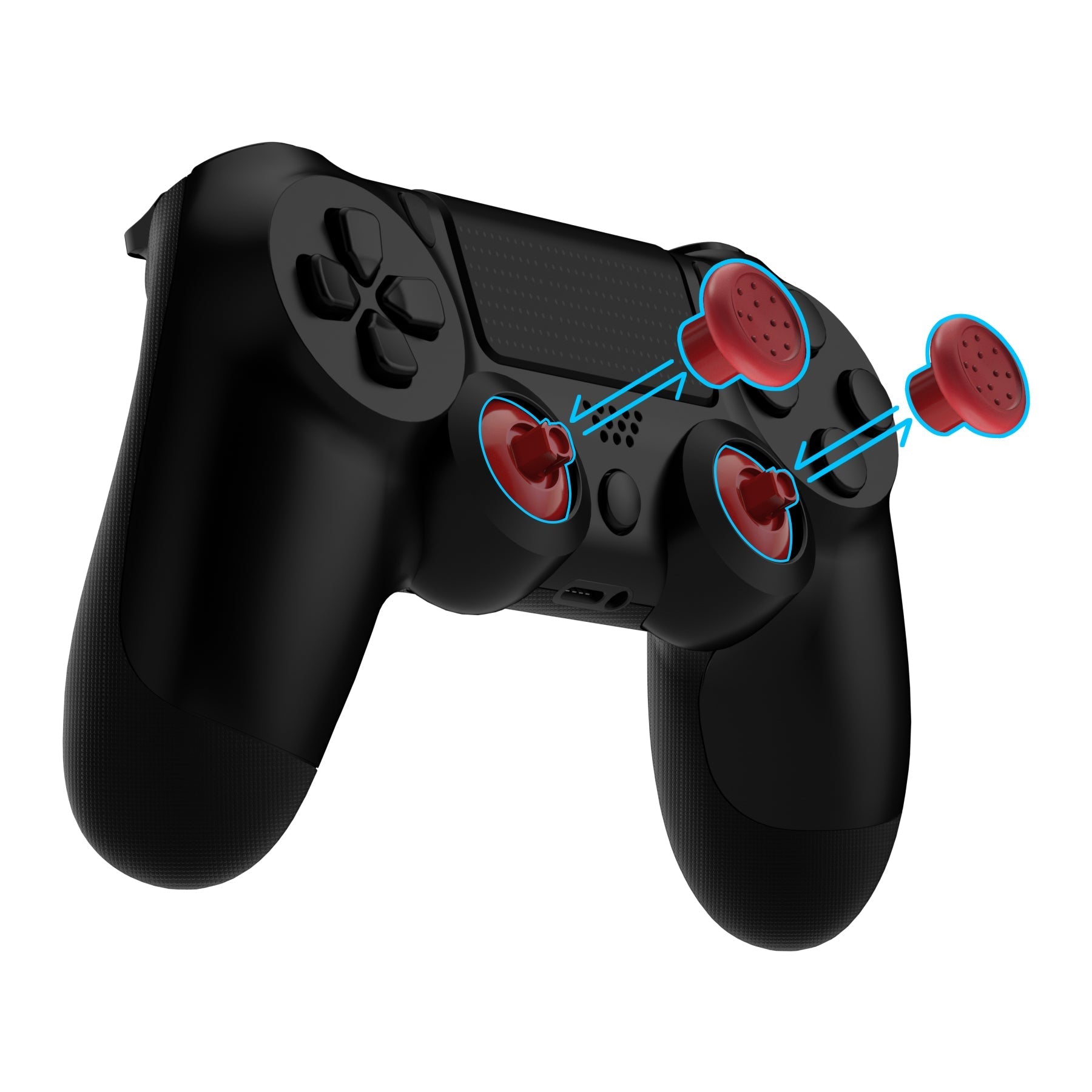 eXtremeRate ThumbsGear Interchangeable Ergonomic Thumbstick with 3 Height Domed and Concave Grips Adjustable Joystick for PS5 & PS4 Controller - Carmine Red eXtremeRate